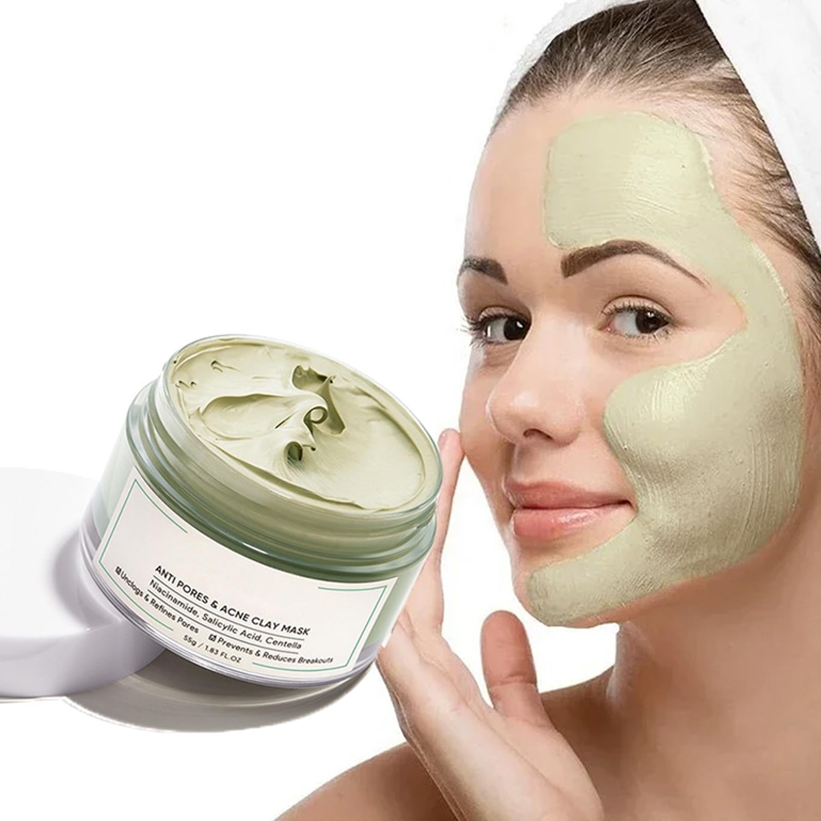 BOTOWI Skintific Mugwort Clay Mask, Mugwort Calming Clay Mask, Pore Cleansing Mask, Green Tea Mud Mask Deep Cleansing Skin Care Blackhead Acne Treatment (1PC)