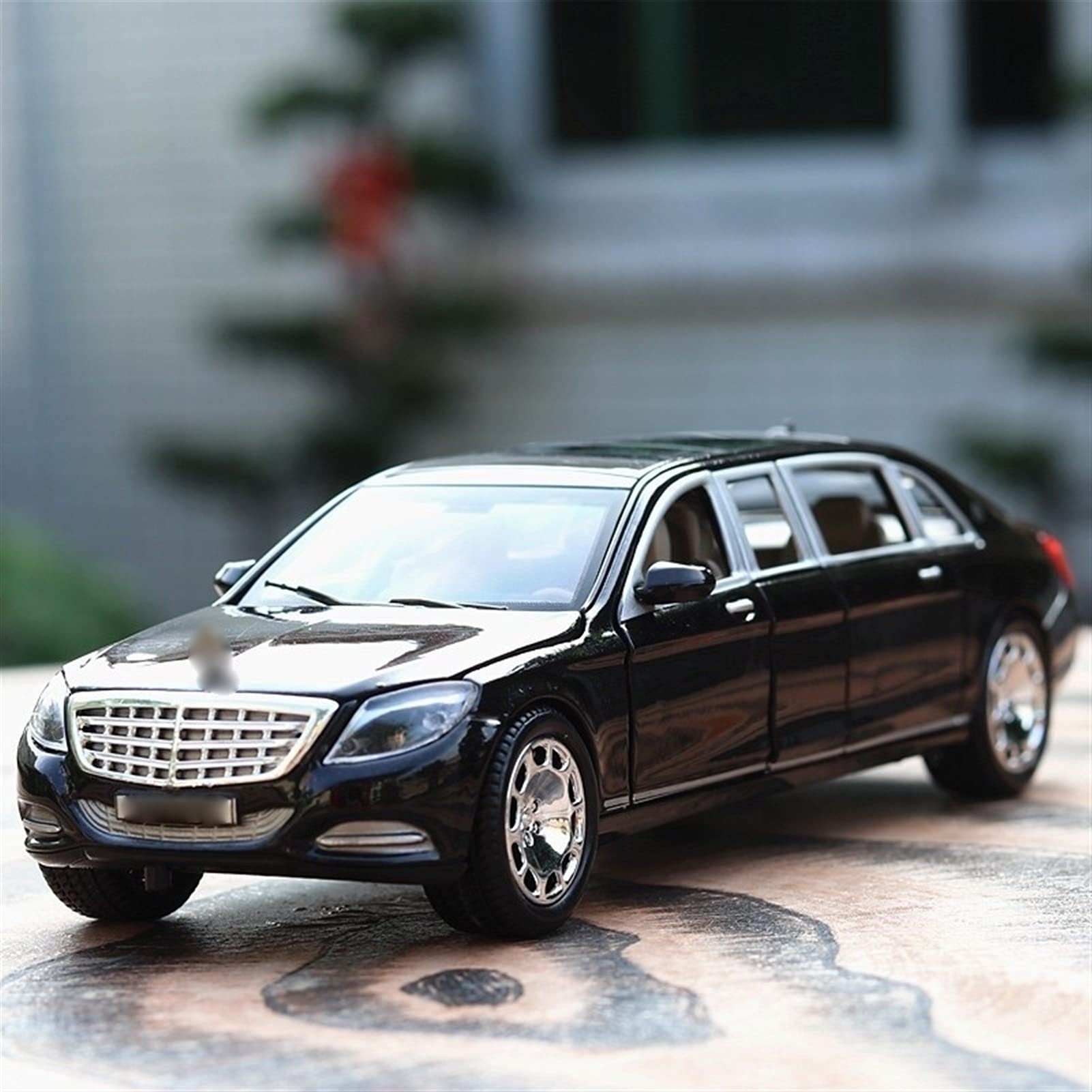 YBSM 1/24 For M- aybach For S600 Limousine Extended Car Model Die- cast Vehicle Collectible With Box (Color : Black)