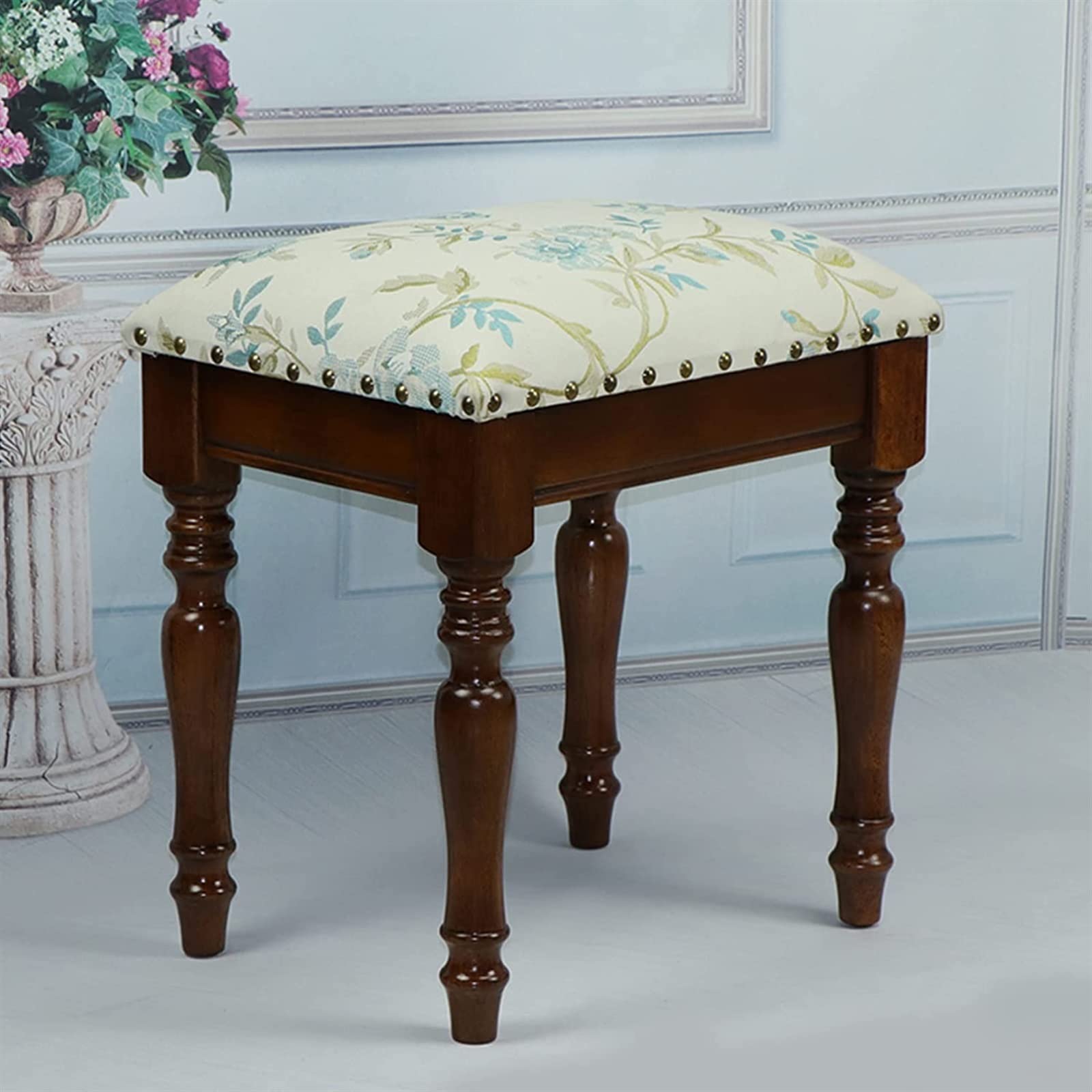 Panca da toeletta, Sgabello da toeletta, Sedia da Camera da Letto, Seduta Imbottita, toeletta Bianca, Pianoforte, Divano da Pranzo in Legno, Gambe in Legno di Gomma, Tessuto (Marrone)
