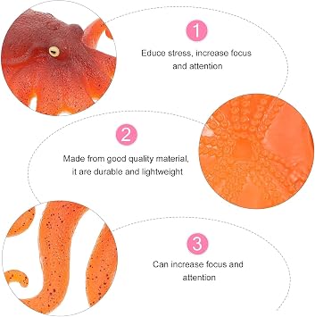 Milisten Octopus Mochi Animal, 4.75.1 Inch Realistic Octopus Figure for Kids & Adults, Soft Stretchy Stress Relief Fidget Toy, Ocean Animal Bath Toy, Desk Decoration, Party Favor Gift