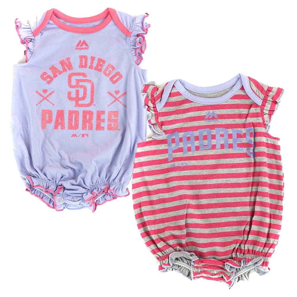 Outerstuff San Diego Padres MLB Majestic Newborn Team Sparkle 2 Pack Frill Creeper Set