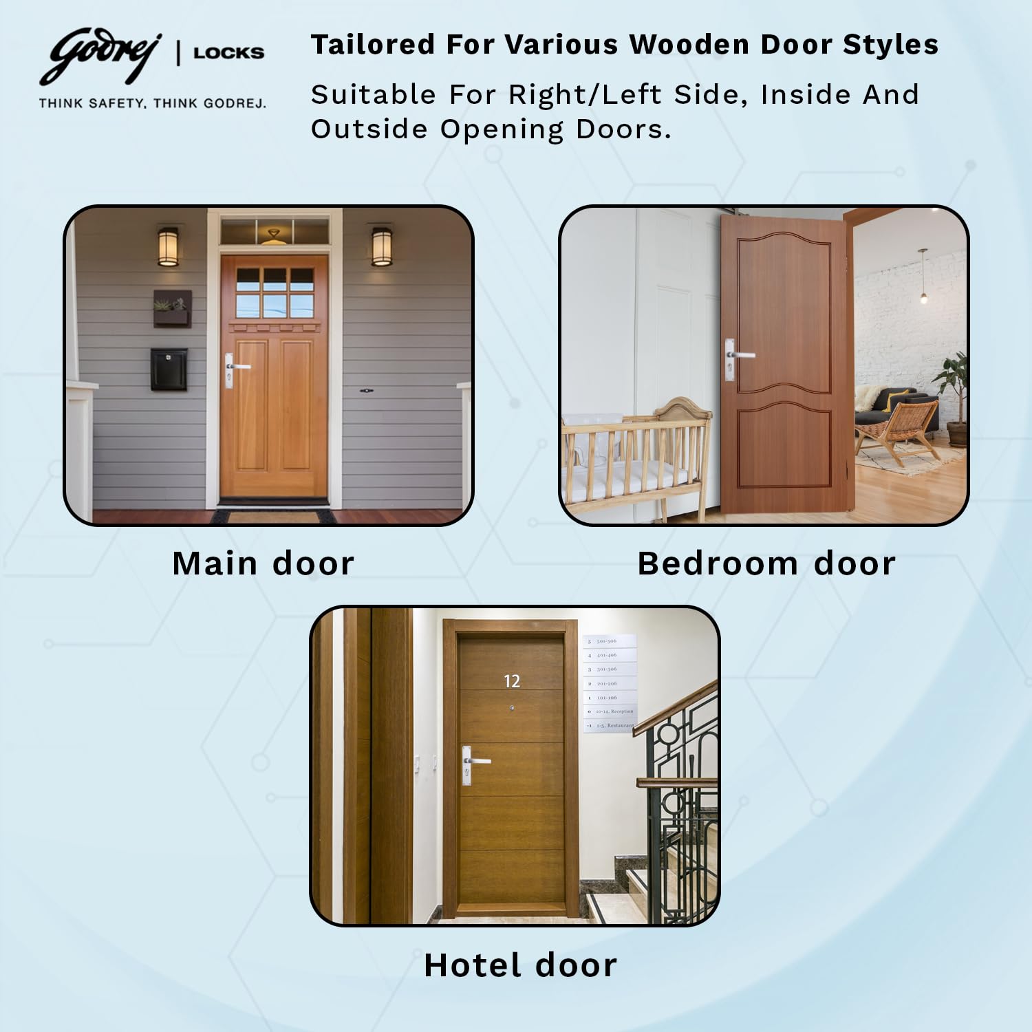 Godrej Mortise Door Lock Handle Set | 200mm NEH-17 1CK Europrofile | 5 Pin Brass Tumbler Mechanism 60mm | Suitable for Left & Right Handed Doors | Satin Steel Finish | 1 Year Warranty 4