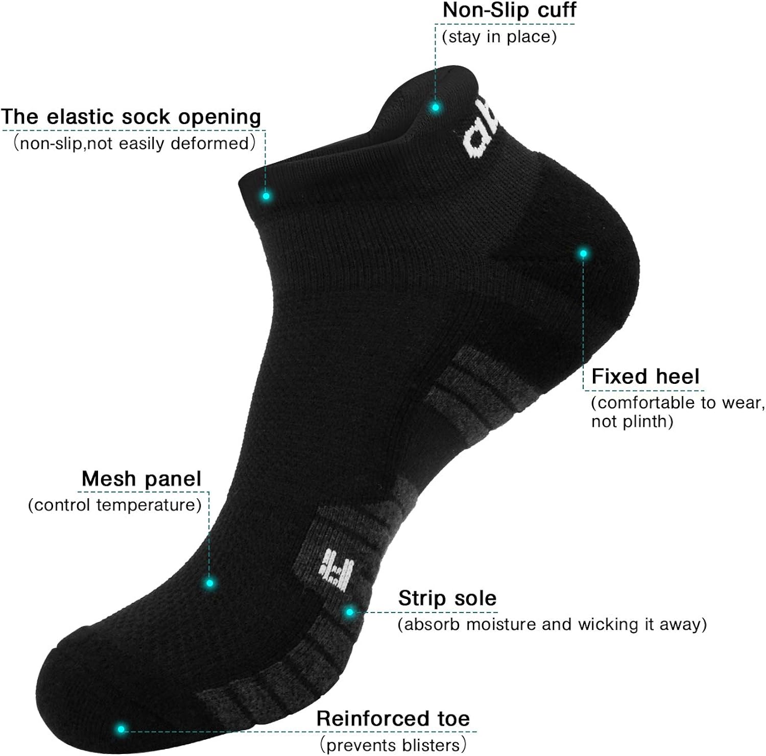 Abida Cotton Ankle Socks Breathable Low Cut Casual Athletic Socks 6 Packs Multi-Color No Show for Men and Women
