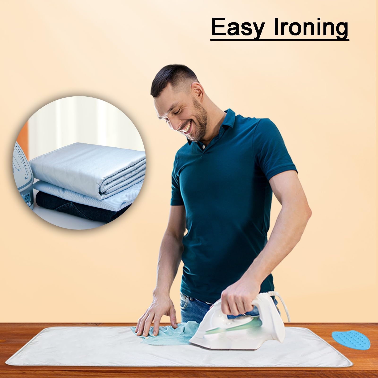 Tapis De Repassage Portable Et Pliable - 48x85 Cm, Double Face, Résistant à 260°C - Pour Table, Lit, Bureau - Idéal Voyage Et Petits Espaces