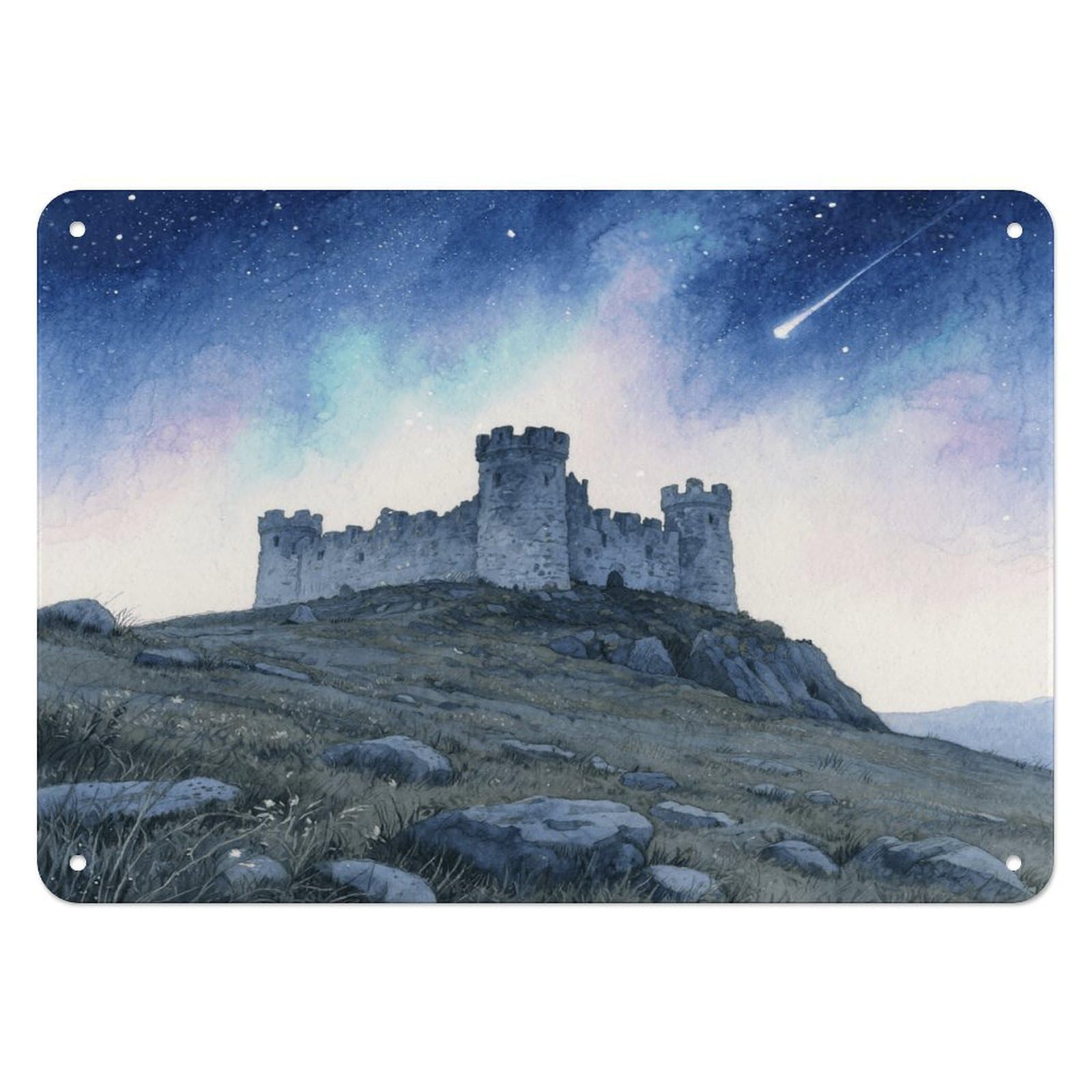 Fekiloot Style Hilltop Castle Wall Decor Iron Painting Metal Sign