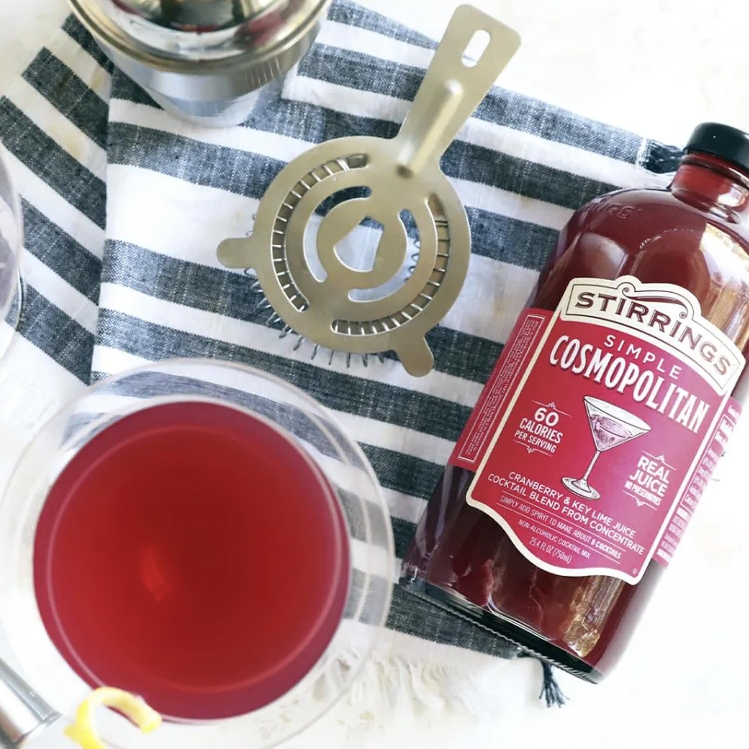 Stirrings Pack Cosmopolitan Cocktail Mix 750ml Bottle - Real Juice No Preservatives - 90 Calories - Drink Mixer