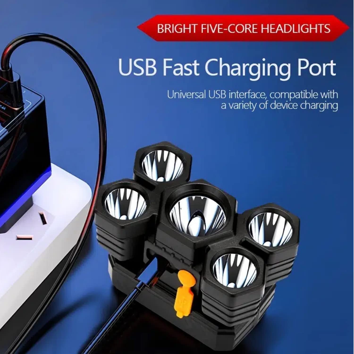 Torcia Frontale LED XPE Q5 Ricaricabile USB Con Zoom - Per Campeggio E Attività Outdoor