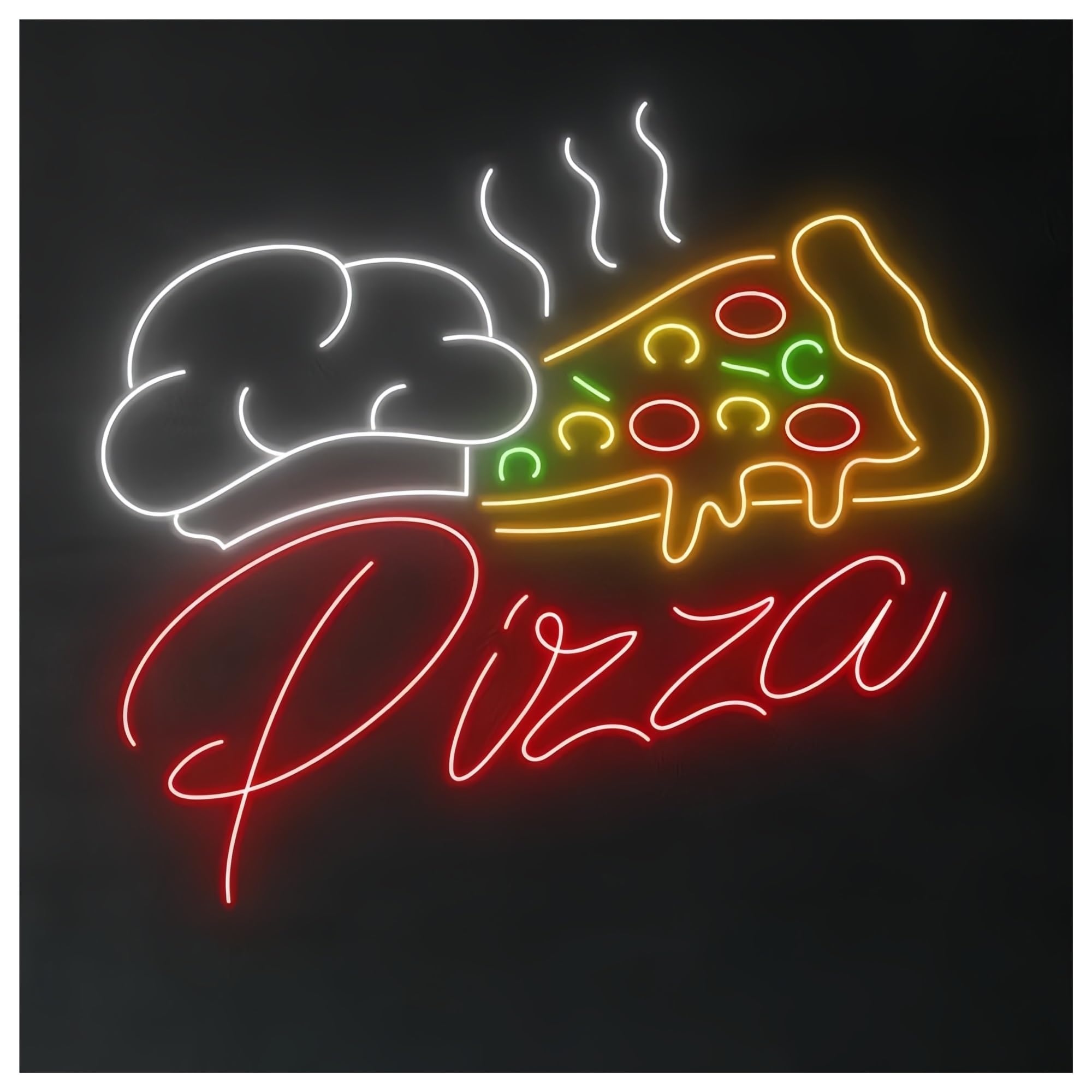 SHOUXI Sign Lamp Pizzeria Neon Sign Pizza Chef Wall Art Decor Neon Sign Italian Pizza Restaurant Light Chef Decoration(75CM)