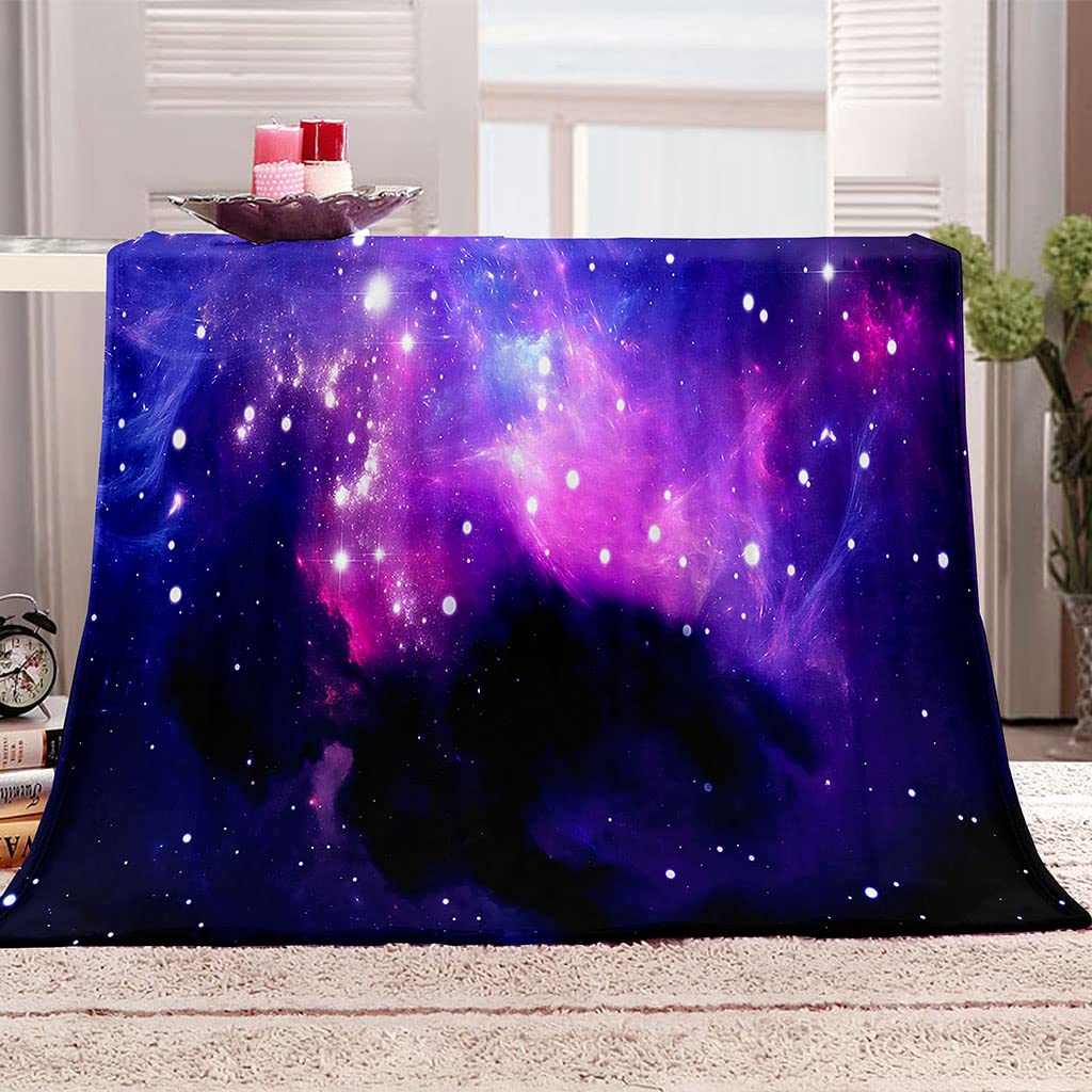 Manta De Franela De Microfibra 150X200Cm Manta De Felpa Suave Para Sofá Cama 3D Paisaje De Cielo Estrellado Morado Impresión Patrón Manta Polar Invierno Gruesa Y Esponjosa Caliente Transpirable