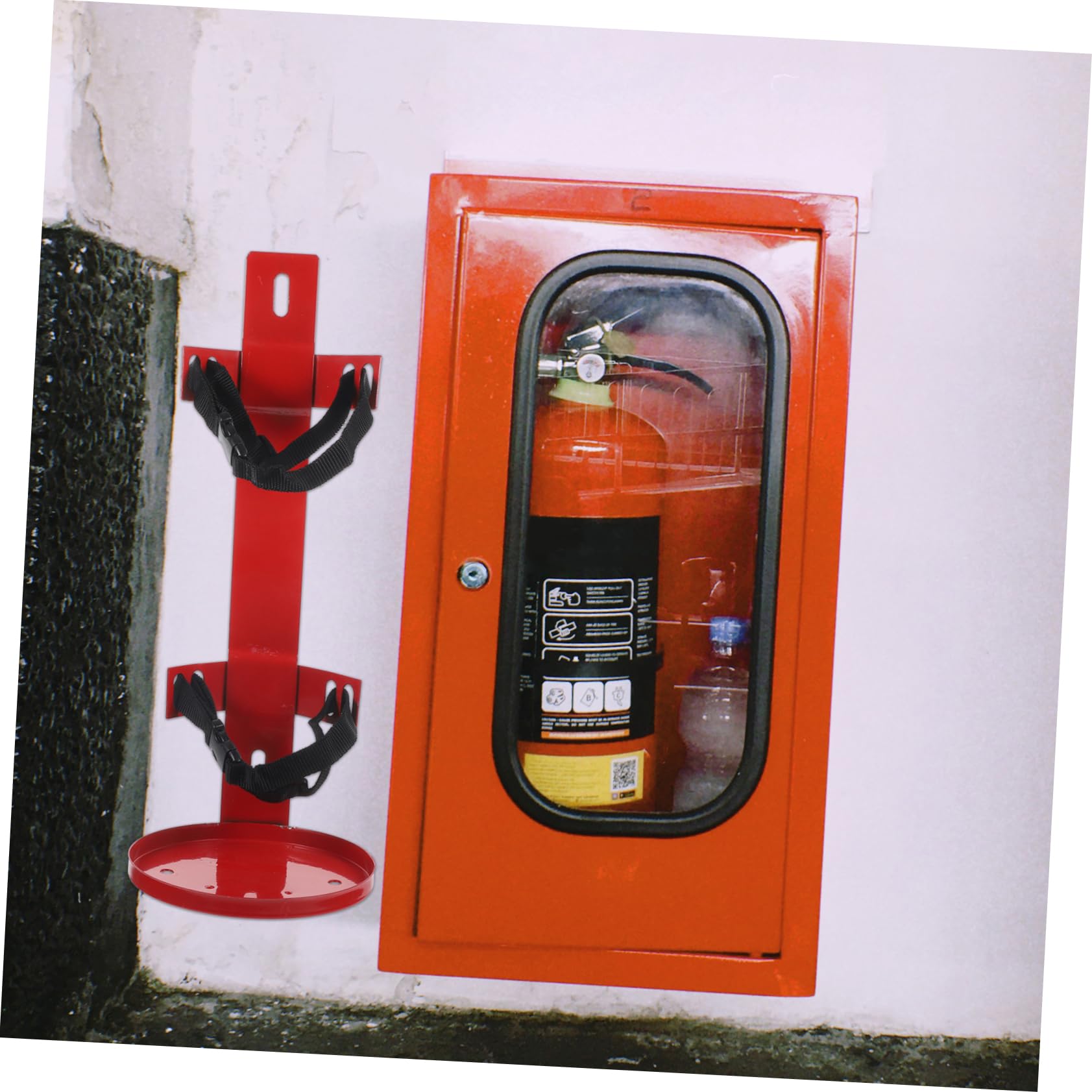 Soporte para Extintor de Incendios de Hierro, Montaje en Pared Rojo | Fijación Correa de Tela, para Vehículos y Turismos, Carga 5-7kg, Instalación Sencilla