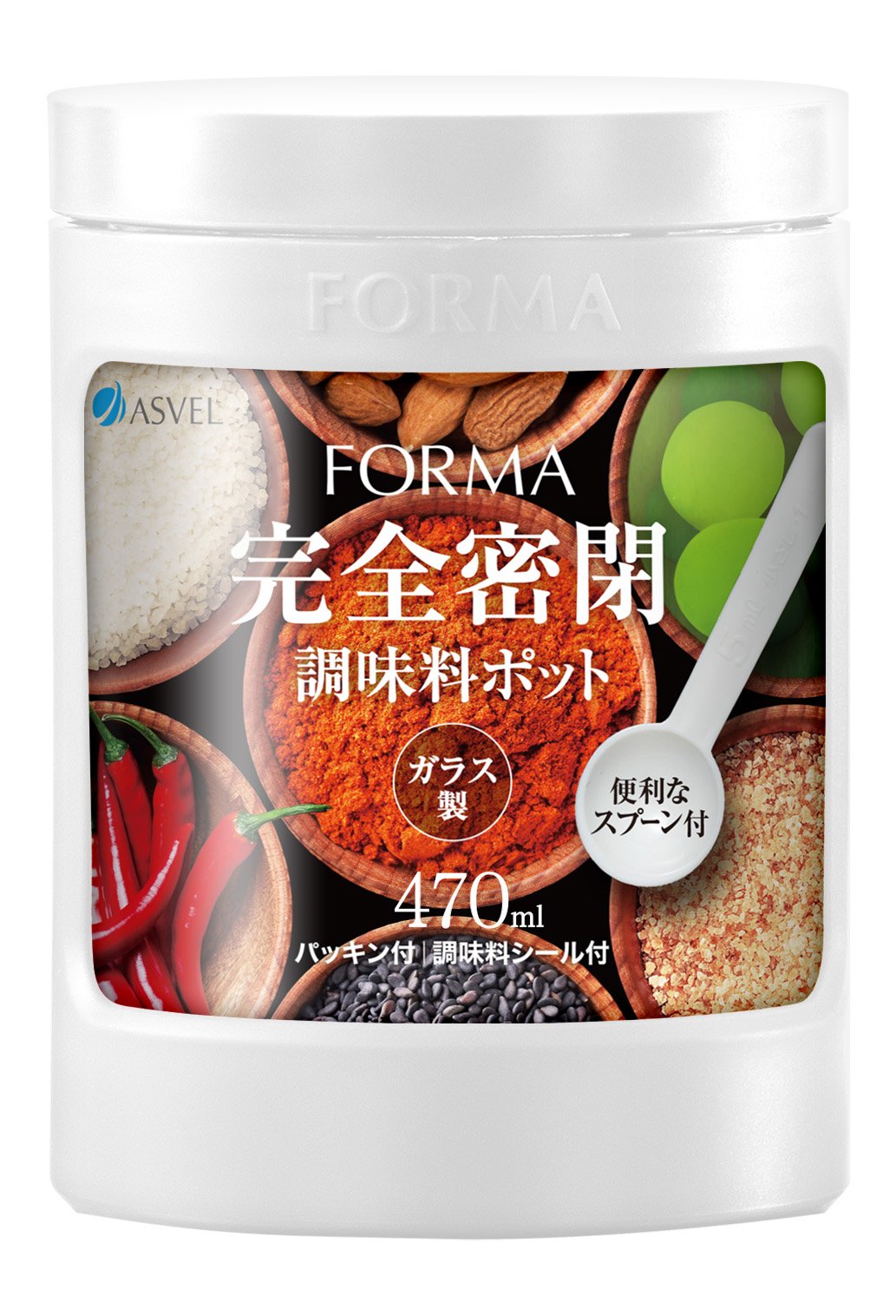 アスベル ガラス調味料ポットミニ 「フォルマ」 ホワイト 1130商品画像