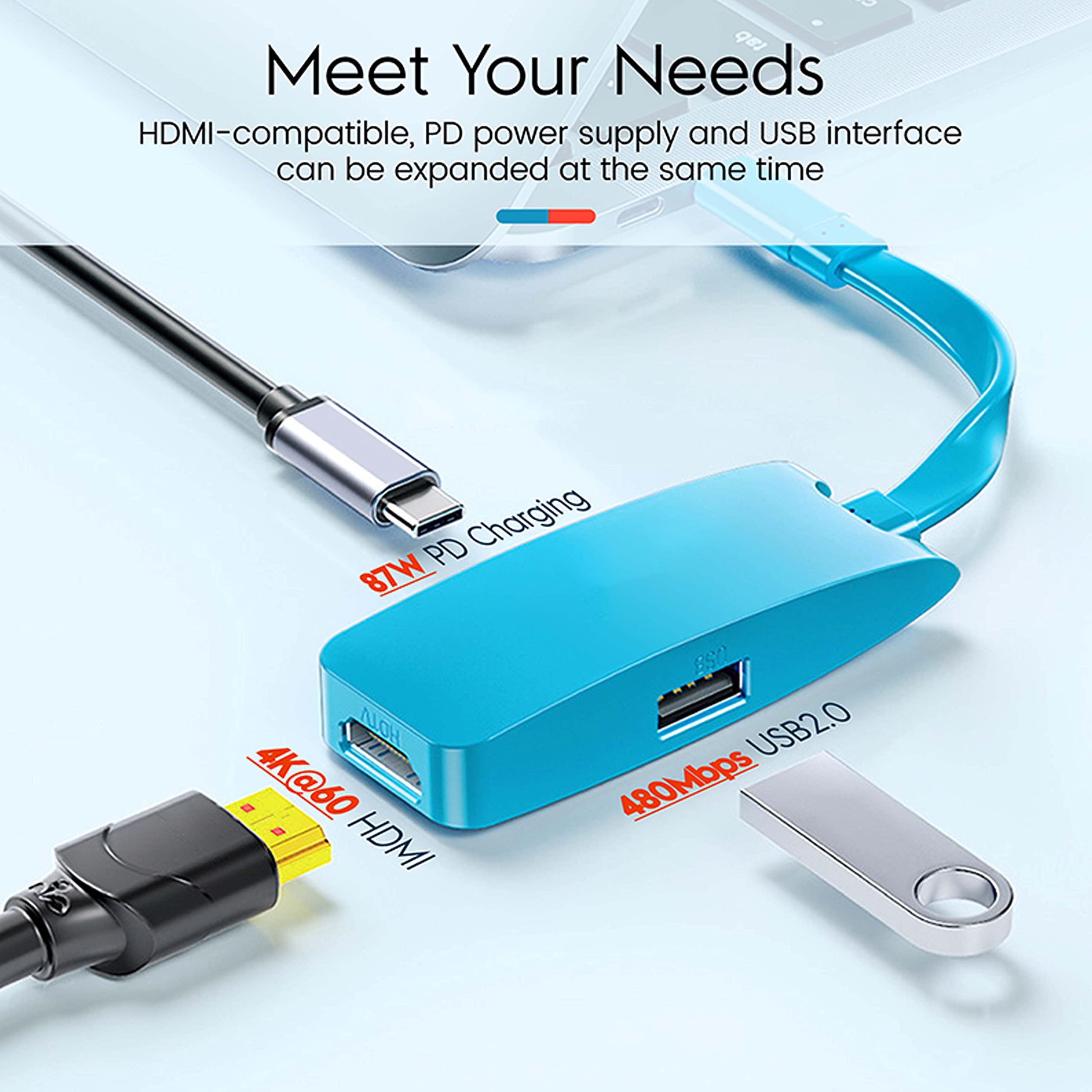 Przenośny adapter przełączający USB typu C na HDMI do trybu dokowania telewizora kompatybilny z Nintendo Switch, Steam Deck, Samsung Dex Station i S21/S20/Note20/TabS7 4K 60Hz do podróży