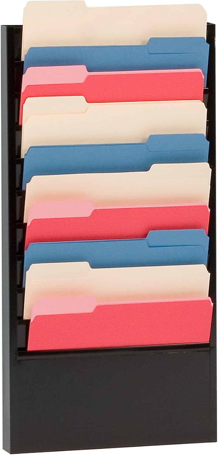 Durham 406-08 Black Cold Rolled Steel 10 Large Pocket Forms Literature Rack, 13-1/4" Width x 26-1/4" Height x 4-1/8" Depth