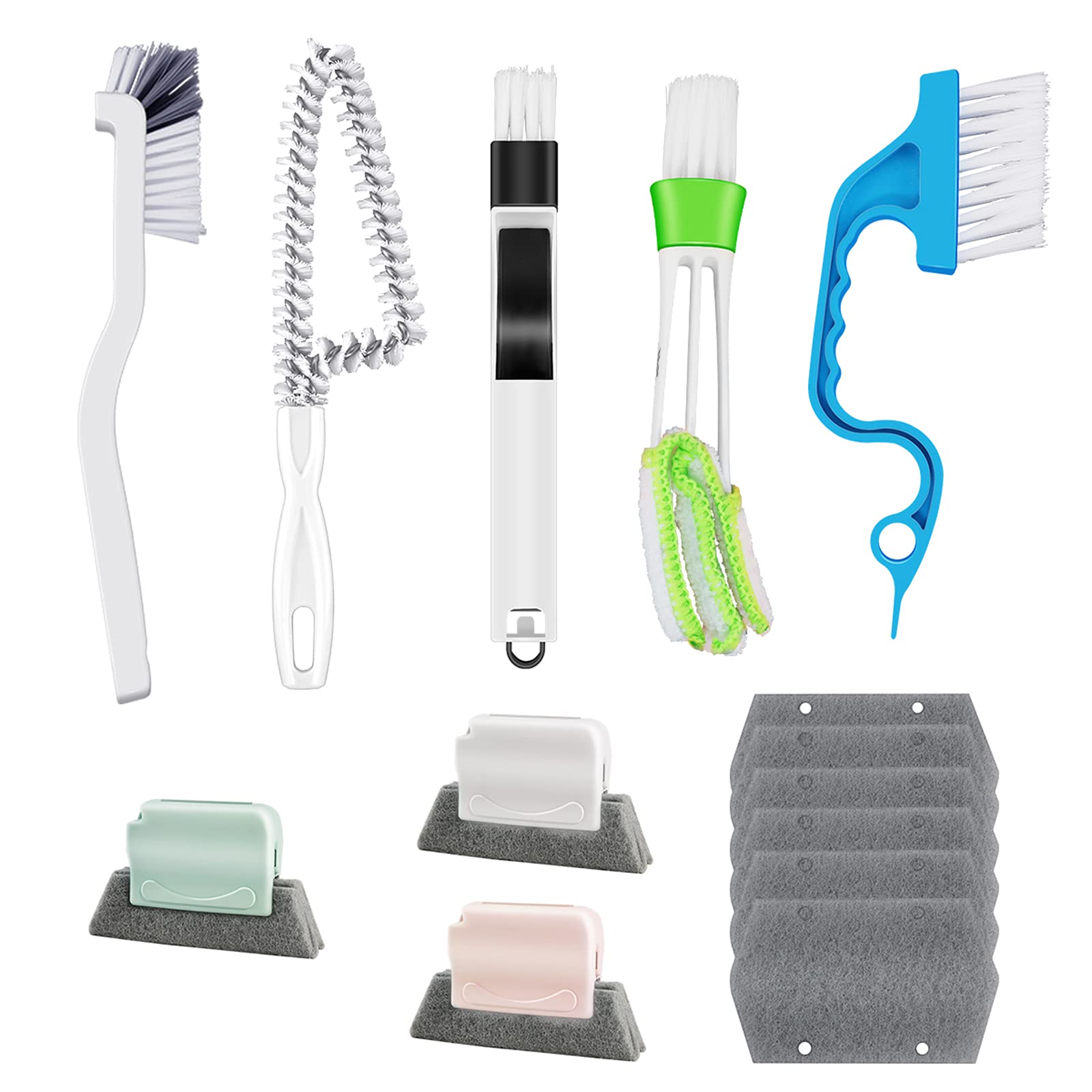 14pcs Groove Cleaning Tools,Window Track Cleaning Brushes,Crevice Cleaning Brush for Gaps, Corners, Shutter,Blinds, and Sliding Door Tracks