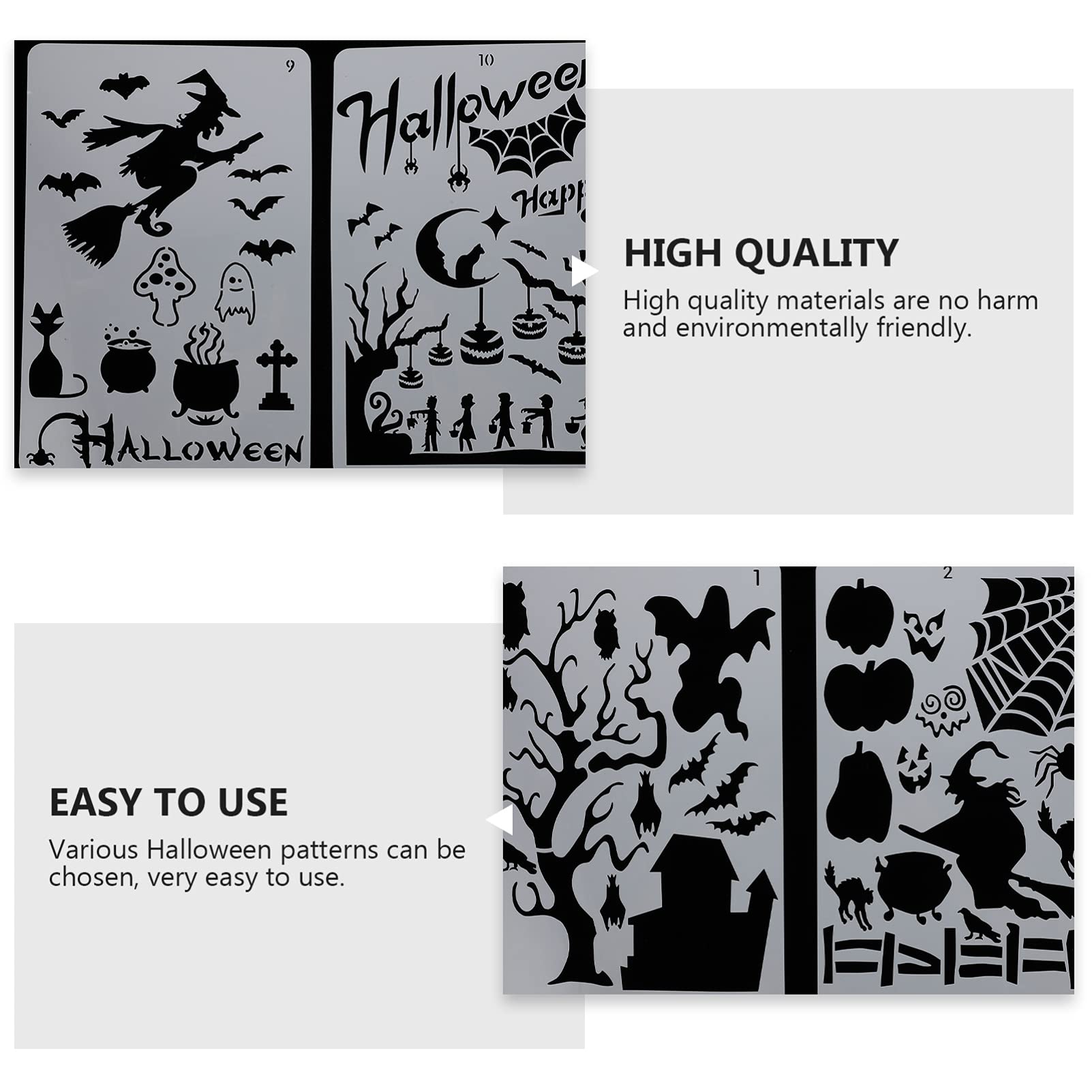 4 Sets Hohle Halloween-schablonen Malvorlagen Für Jungen Und Mädchen Zeichenschablonen Keine Grate 12 Stück * 4