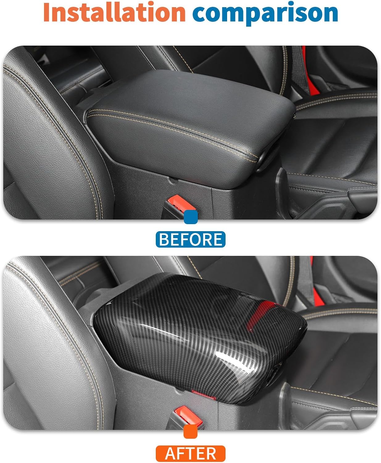 JeCar Carbon Fiber ABS Center Console Cover for 2018-2024 2025+ Jeep Wrangler JL JLU Gladiator JT