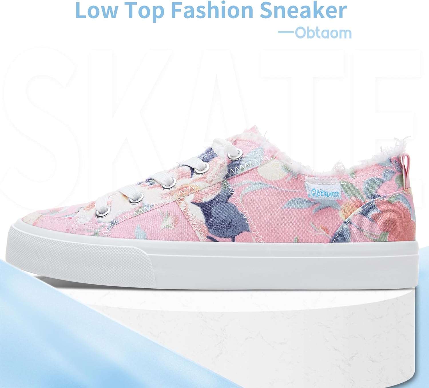 Obtaom Women's Play Fashion Sneaker White Color Washed and Leopard Canvas Slip on Shoes - Image 3