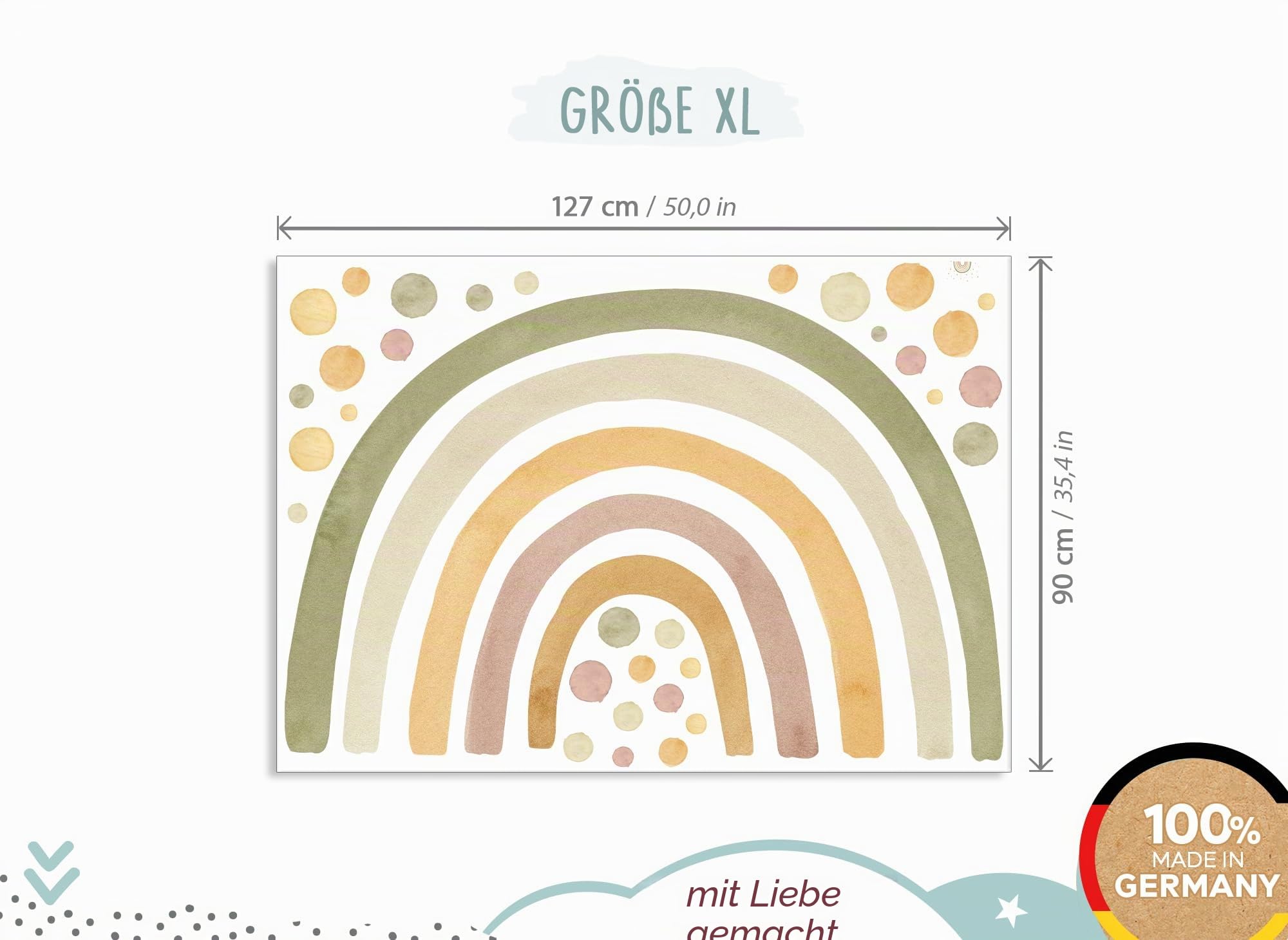 Little Deco Wandtattoo Regenbogen mit Punkten grün gelb DL5082 XL