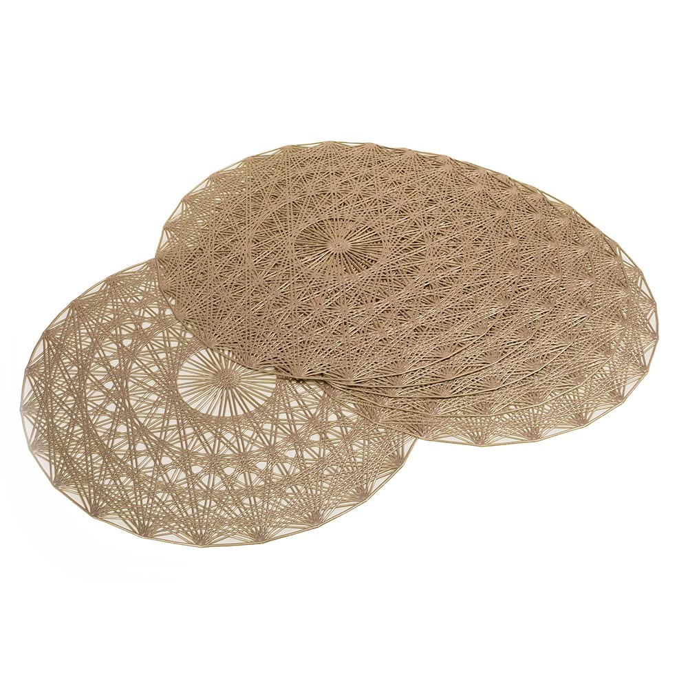 EZ Life Baroque Interweave Nebula Round 6 Table Mats Set - Dining Table Mat & Dining Kitchen Restaurant Table Mats for Dinner Parties-Non-Slip - Waterproof Placemat for Dining Table, Table Décor Mat 3