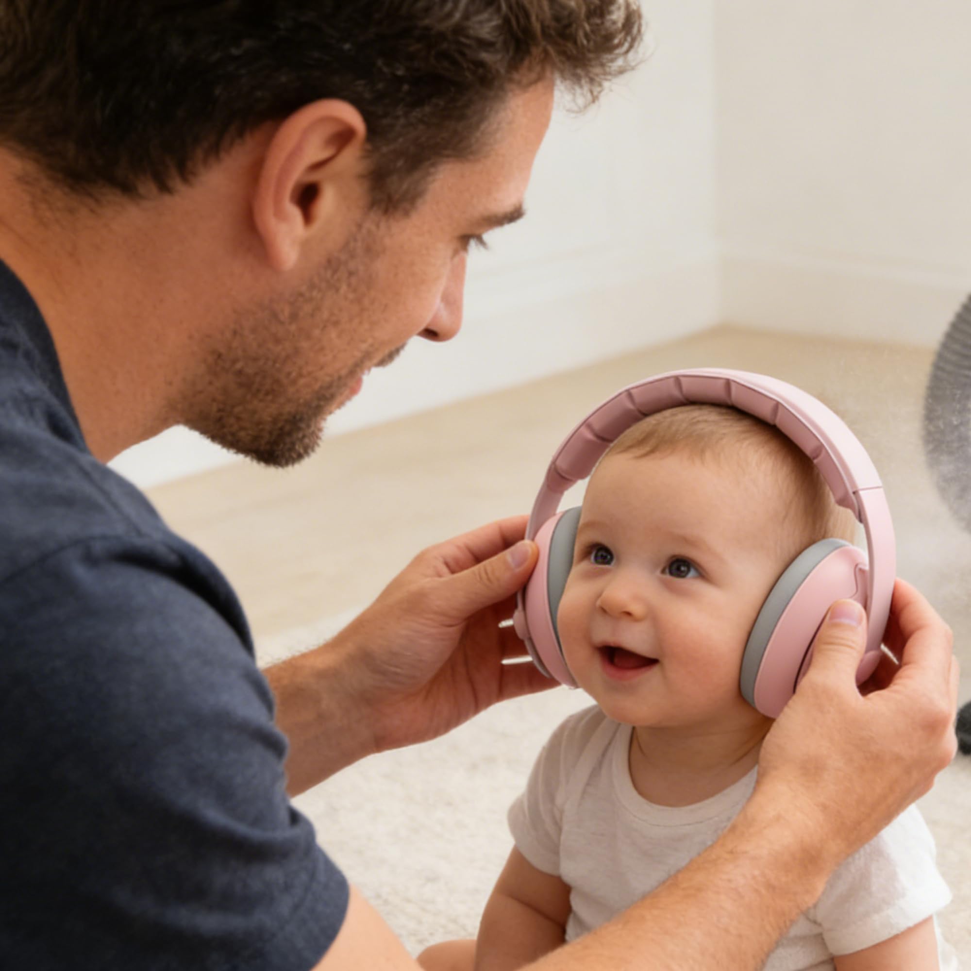2 in 1 Cuffie Neonato Antirumore, 25db Caschi Antirumore Per Bambini-Cuffie Antirumore Per Bambini 0-4 Anni, Protettori Acustici Per Neonati, Antiscivolo E Antistress, Rosa