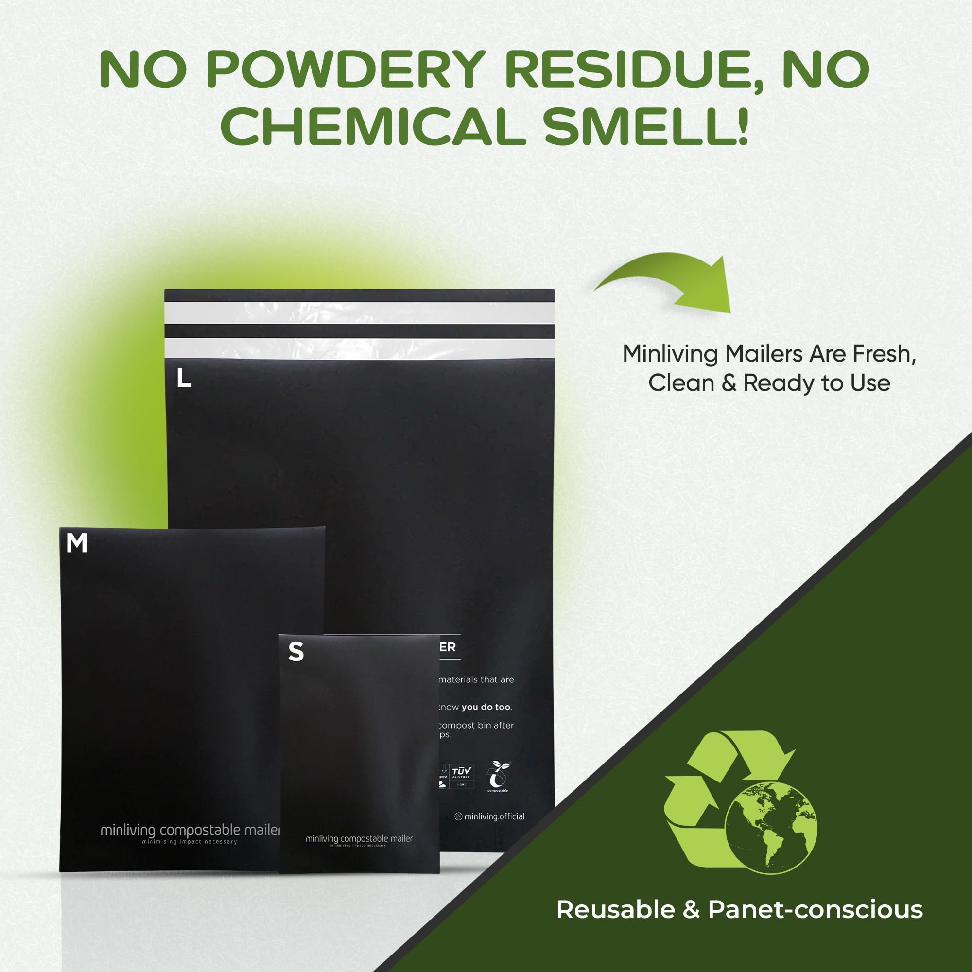 100% compostabile biodegradabile spedizioni postali (20 pezzi 15,2 x 22,9 cm, 20 pezzi 25,4 x 33 cm, 20 buste da 37,8 x 48,3 cm), buste per imballaggio ecologiche