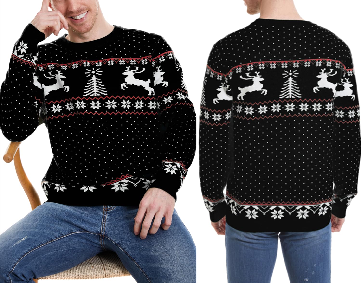 Maglione Donna Natalizio Collo Rotondo Maglione per Natale Pullover Invernale