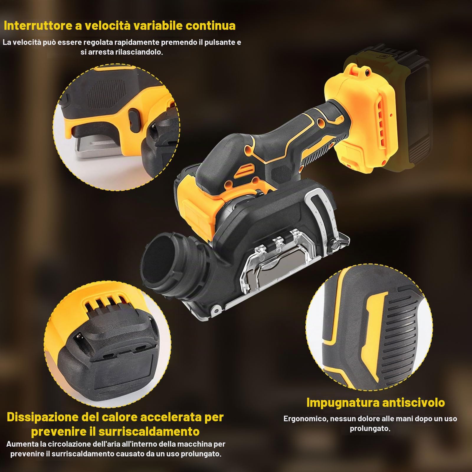 Smerigliatrice angolare Dewalt da 20 V, 20000 giri/min, motore spazzolato 4 lame 7,6 cm, per legno e plastica