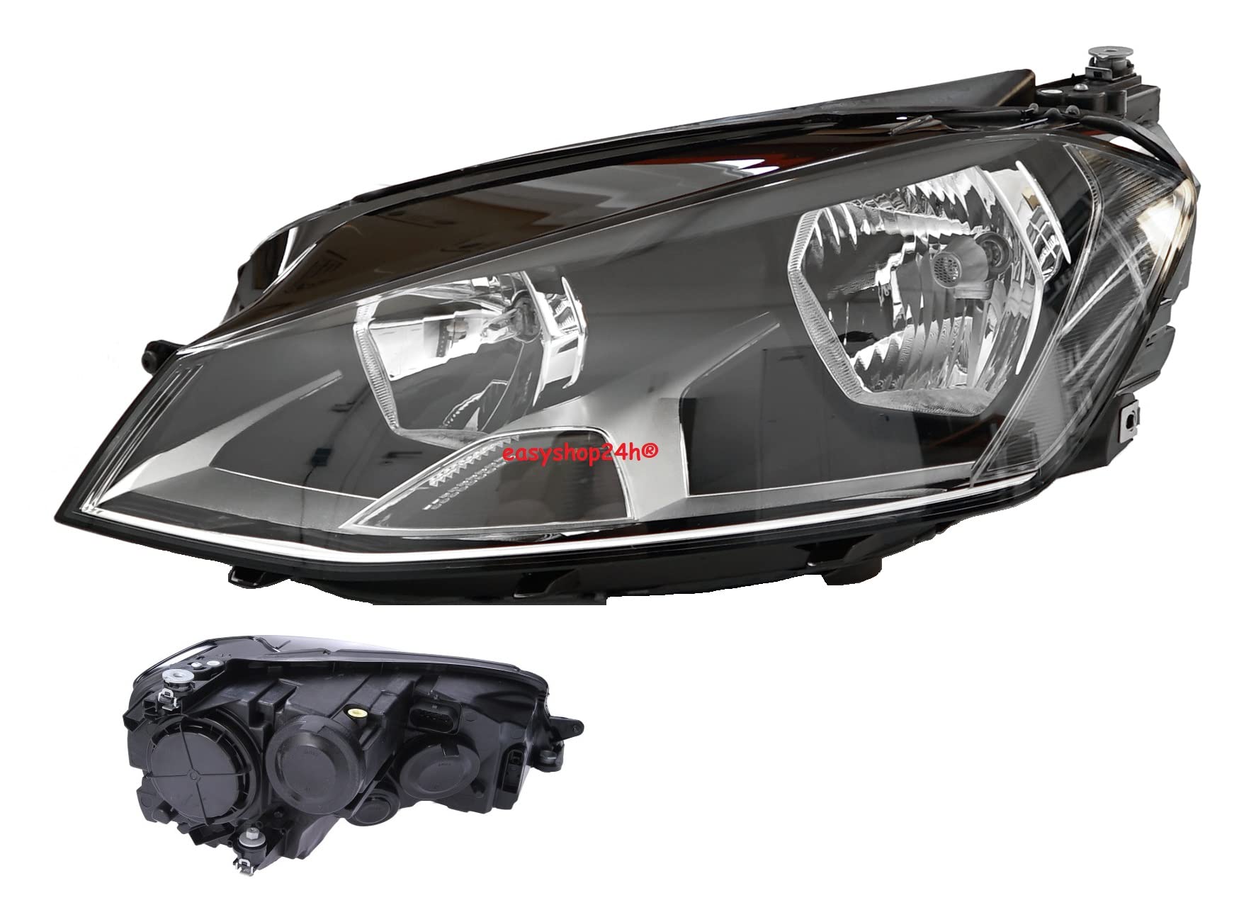 Faro Fanale Proiettore Anteriore SX Sinistro Per Golf 7 MK7 VII da 2012 a 2016 Alogeno H7 H15 Regolazione Elettrica Completo di Motore Gruppo Ottico Luce Diurna Fanalino