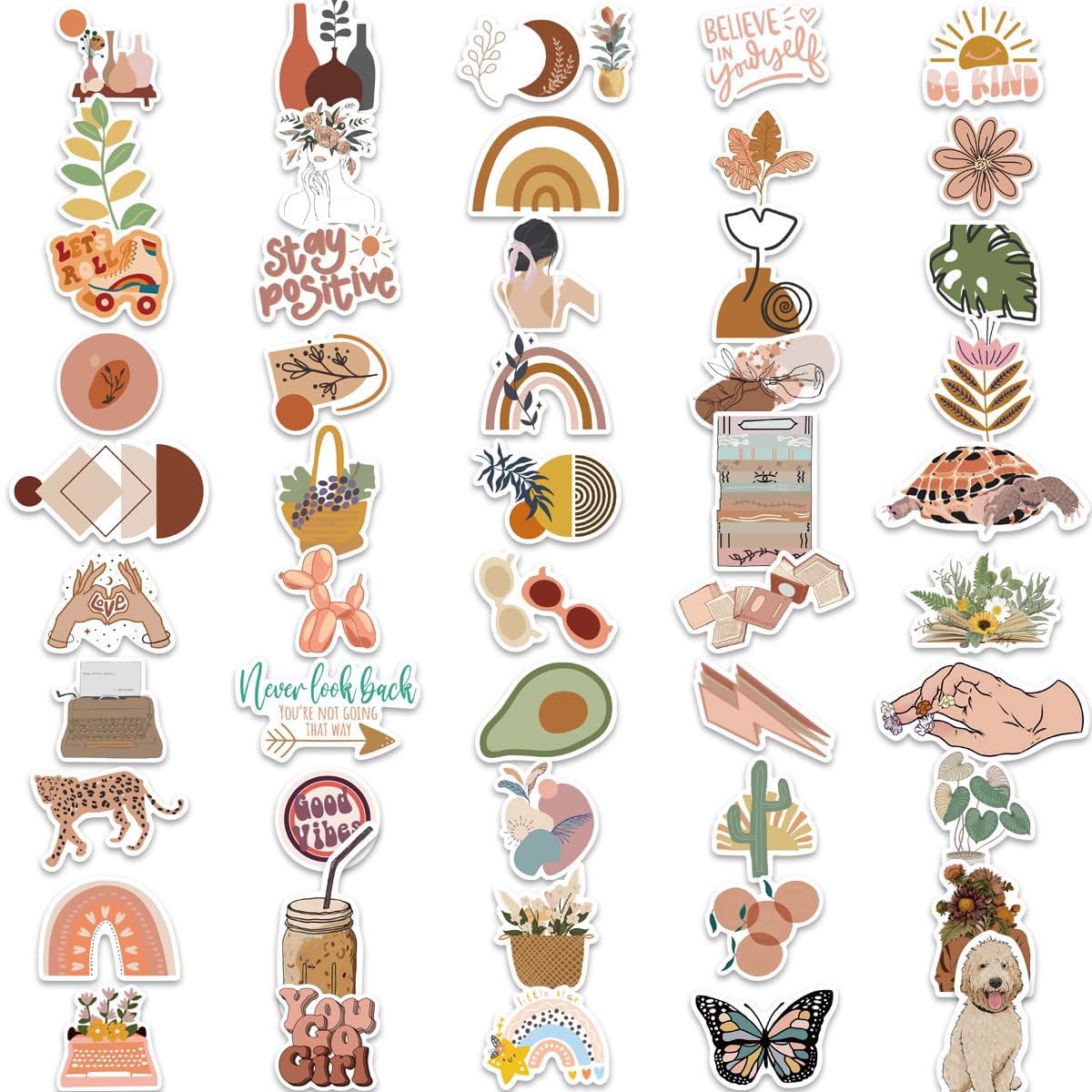 200 Pcs Aesthetic Cute Trendy Vintage Scrapbooking Stickers Paper Pack,Waterproof Vinyl Retro DIY Sticker for Scrapbook Journal,Water Bottles - Image 3