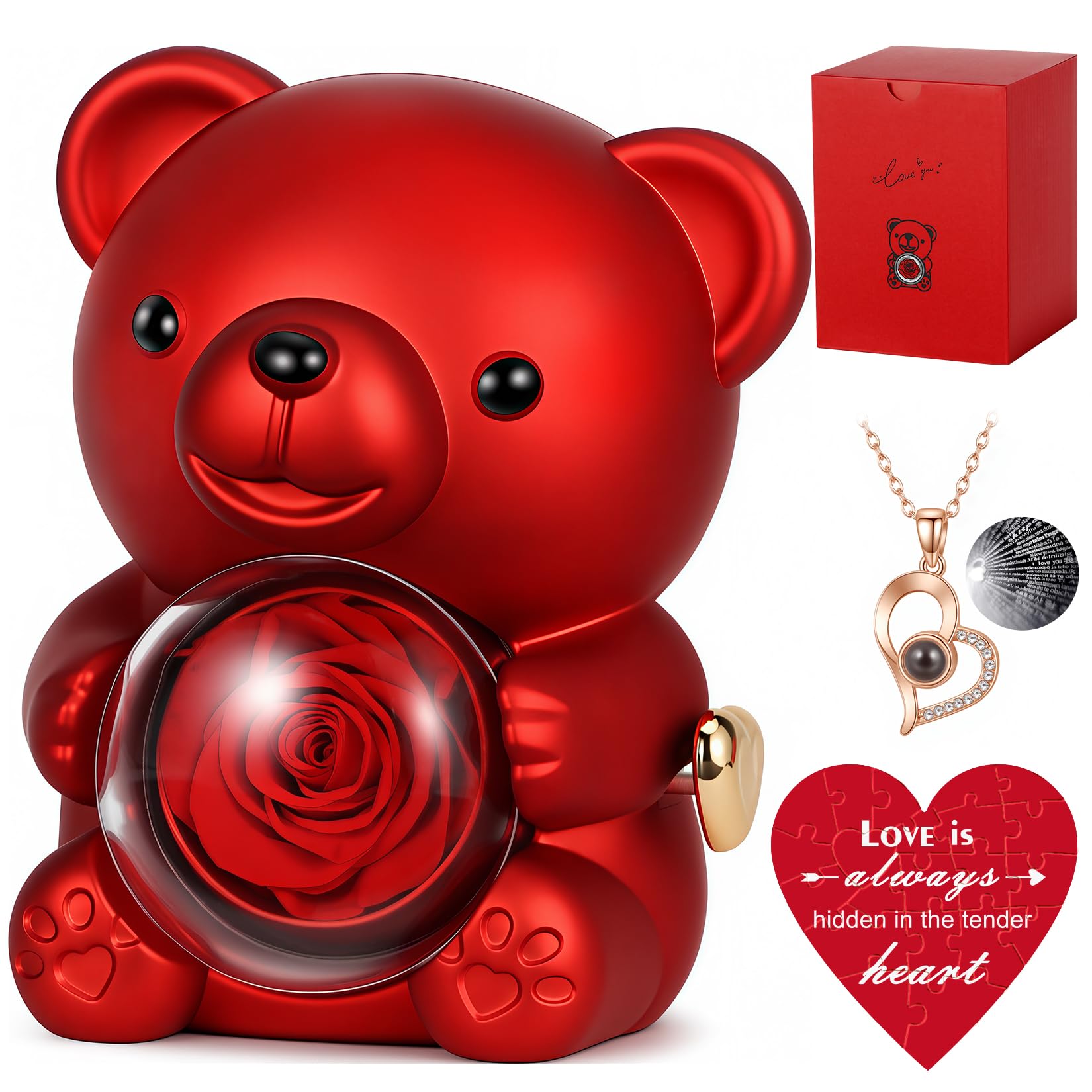 未開封 Teddy Decanter Rose ローズ 未開栓 Amazon.com: Cute Teddy Bear with Preserved Rose, Rotating Eternal