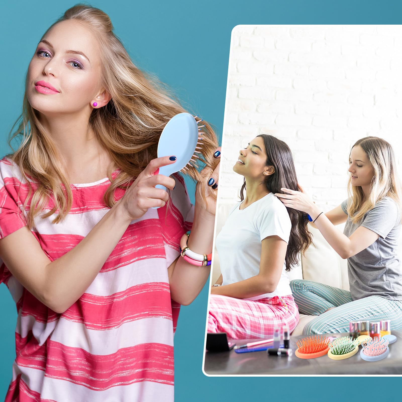Zopeal 28 mini spazzole per capelli bagnati, idea regalo per bambini, per laurea, piccola spazzola per capelli da viaggio, per l'igiene di fine anno, districante, con setole morbide, per addio al