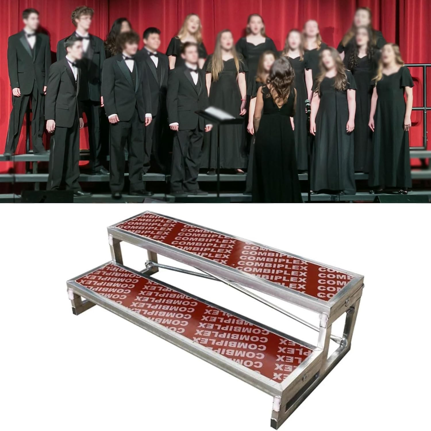 k3Mq9Rw Modular stage flooring Double-deck Stage Platform Sturdy, Portable Ladder, Suitable For Performances Group Photos