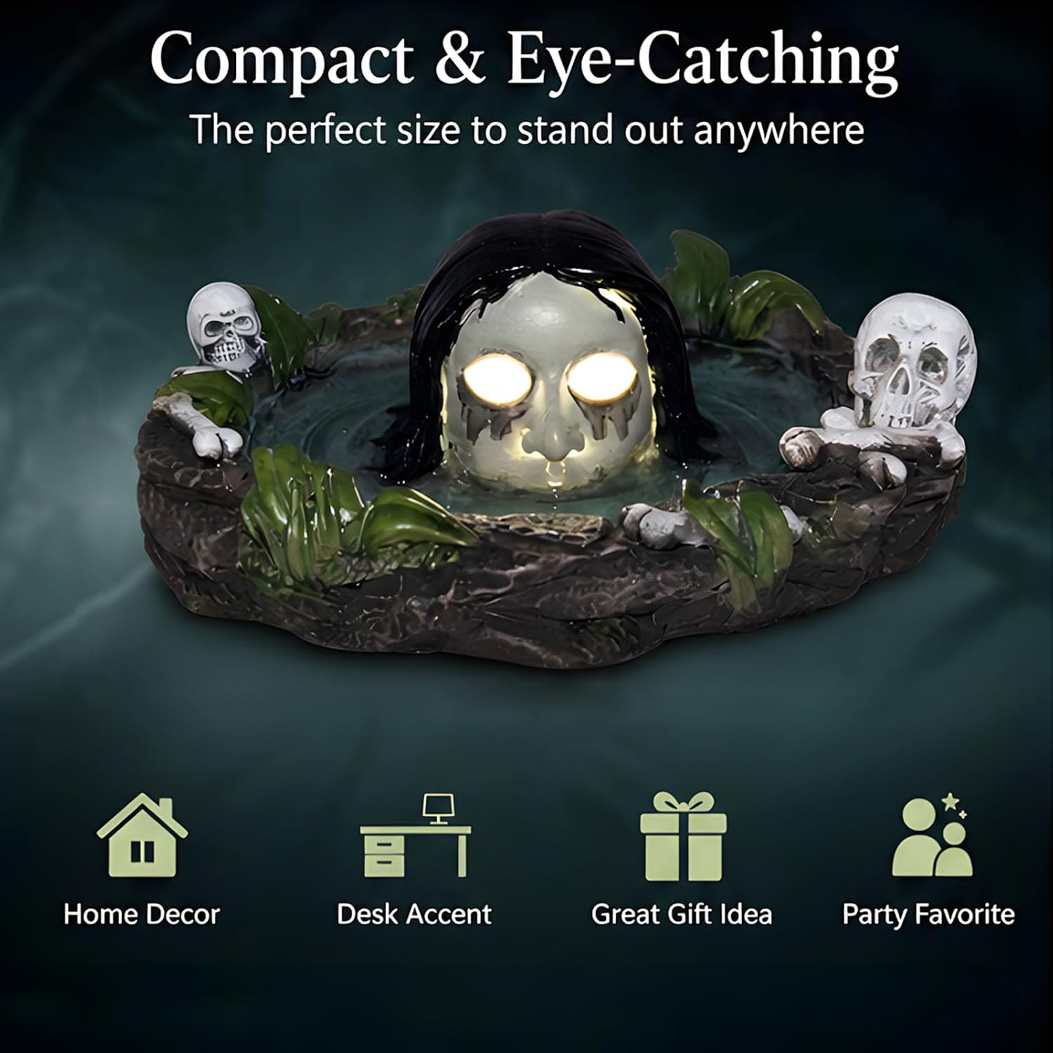 USB Resin Manifestation Skeleton Lamp for Halloween Eerie House Club Table Outdoor Water Scene Decoration Garden Water Feature