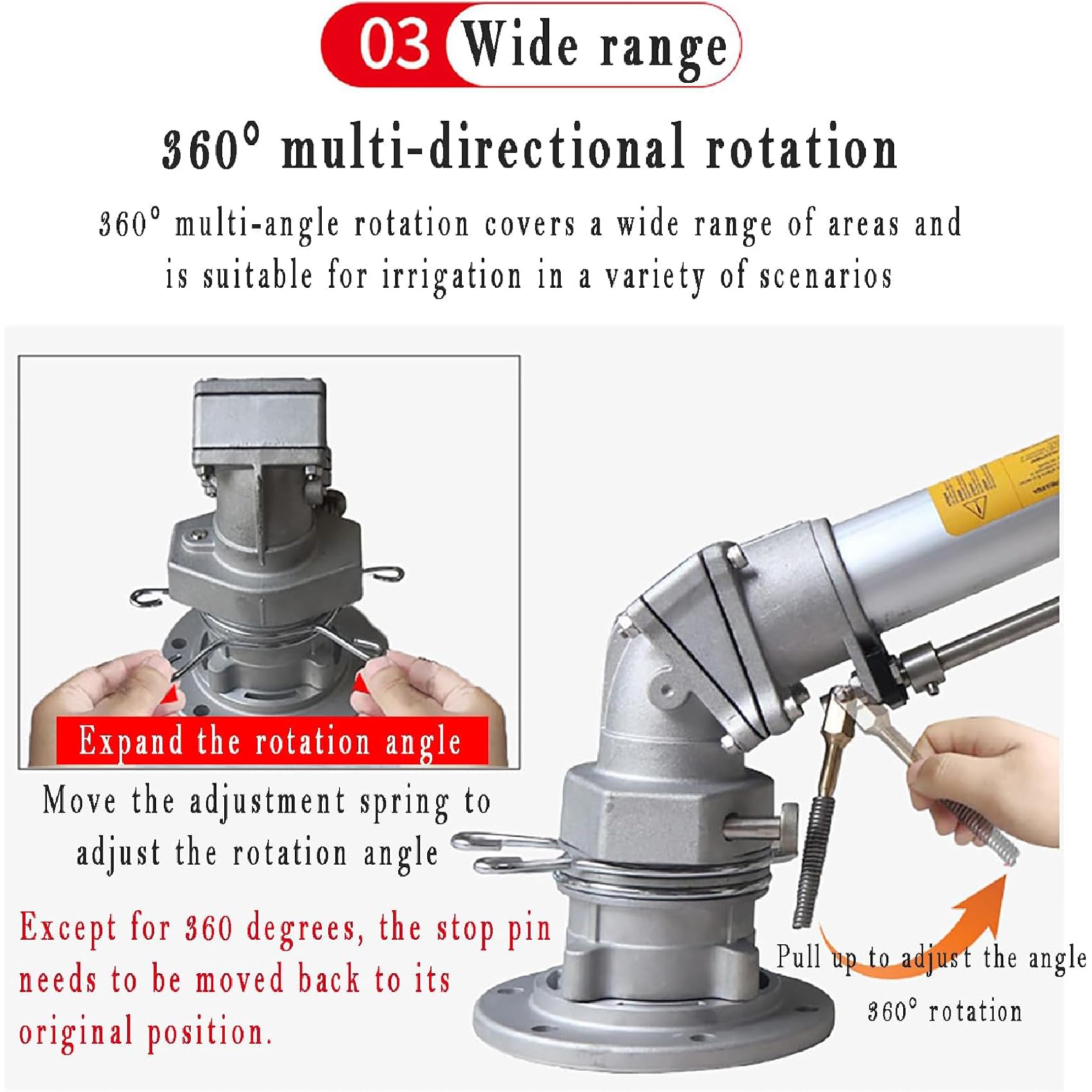 Farm & Orchard - Aspersor de agua, pistola giratoria de 360° para riego de áreas grandes, alcance extensible hasta 140 metros