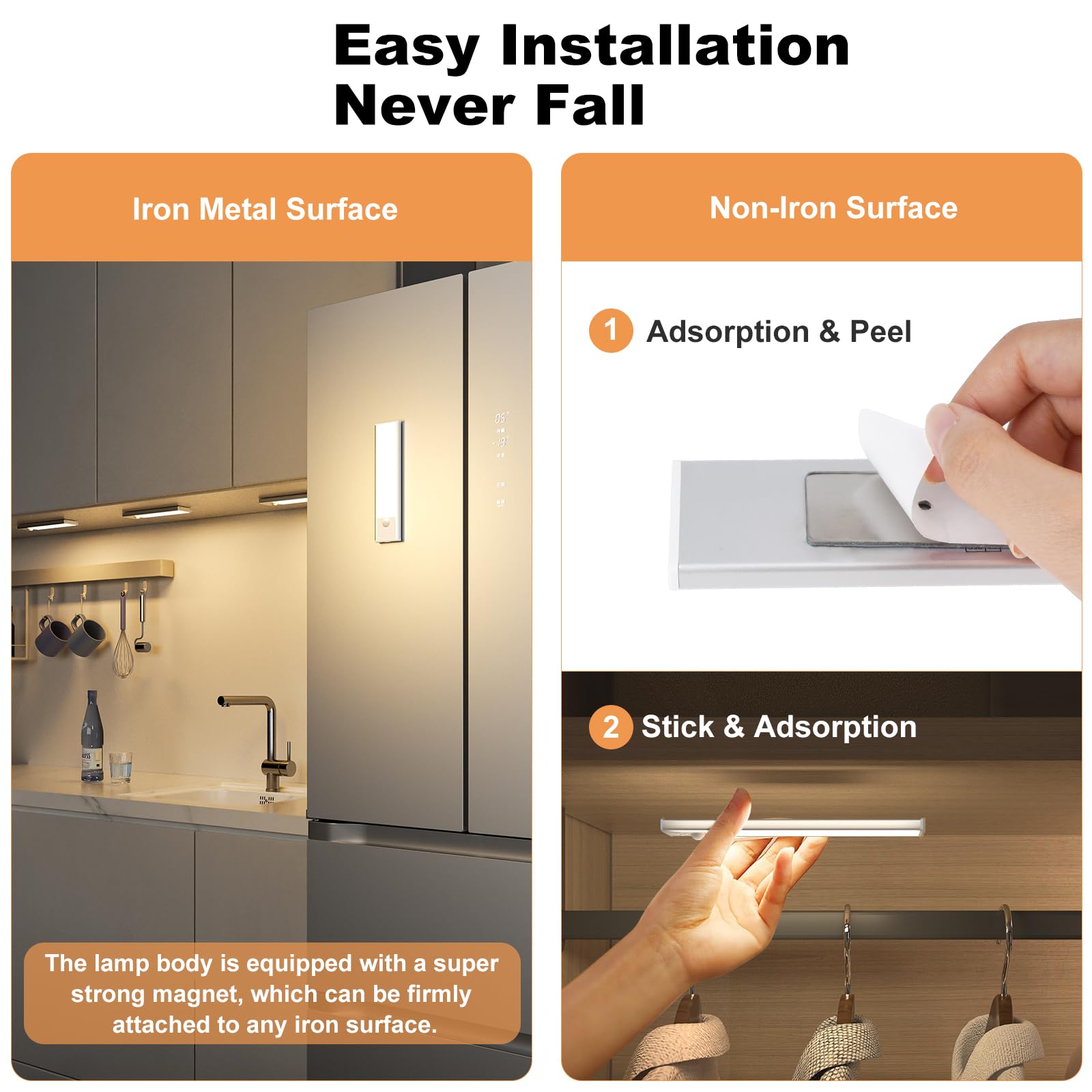 TOPPLEE Led Sottopensile Cucina, 3pcs 15cm Luce Armadio Led con Sensore, 3000K Luce Led Sottopensile, Led Armadio Sensore Movimento per Cucina Armadio Scale Corridoio Garage Letto