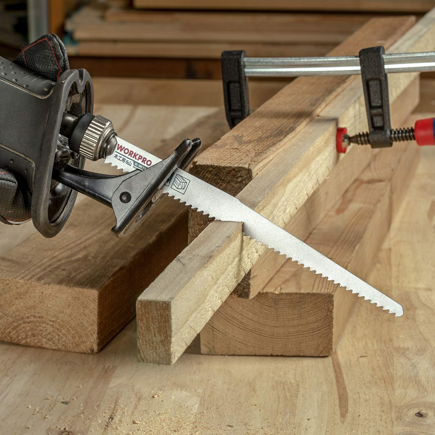 WORKPRO Hojas de Sierra Sable 10-piezas, Cuchillas para Madera y Metal, Accesorios de Sierra de Sable (150mm,230mm de largo ; 6/10/14/18 TPI), con Caja Plástica