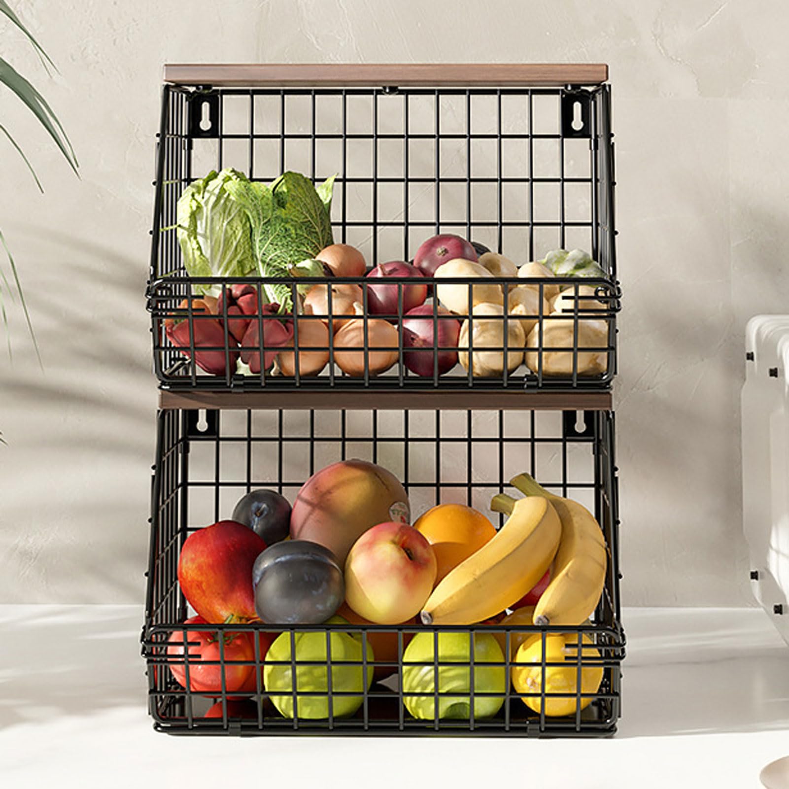 6 Stück Hängekörbe Aus Hanf – Braune Wandkörbe Für Obst, Gemüse Oder Küchenzubehör, Platzsparend