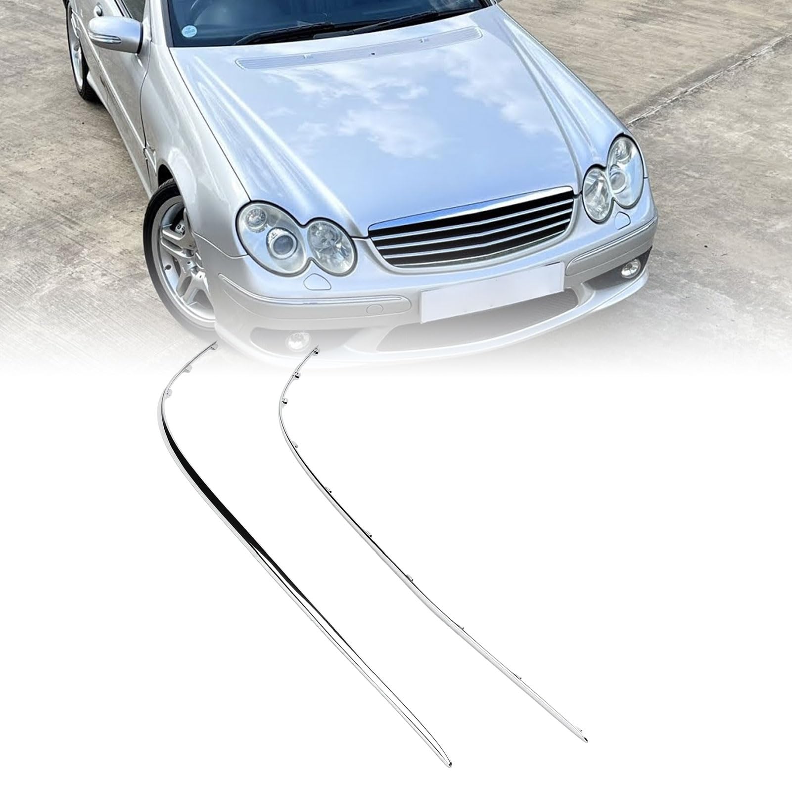 Modanatura Rivestimento Paraurti Anteriore per Restauratore Estetico Auto Classe CLK 2003-2006 2 Pezzi