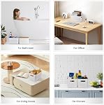 4 Packs Storage Bins with Bamboo Lids - Plastic Storage Containers with Lids Stackable Storage Box: Storage Baskets for Organizing Desktop Closet Playroom Classroom Office,White