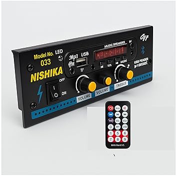 OTS World 100W Stereo Audio Amplifier Double Ic 4440, Bluetooth 5.0, 2.0 Channel Amplifier with Bass & Treble Control,Taxi, Auto, Tracktor, Bus, E-Ricksaw/AUX, USB, SD Card Input,Remote Control