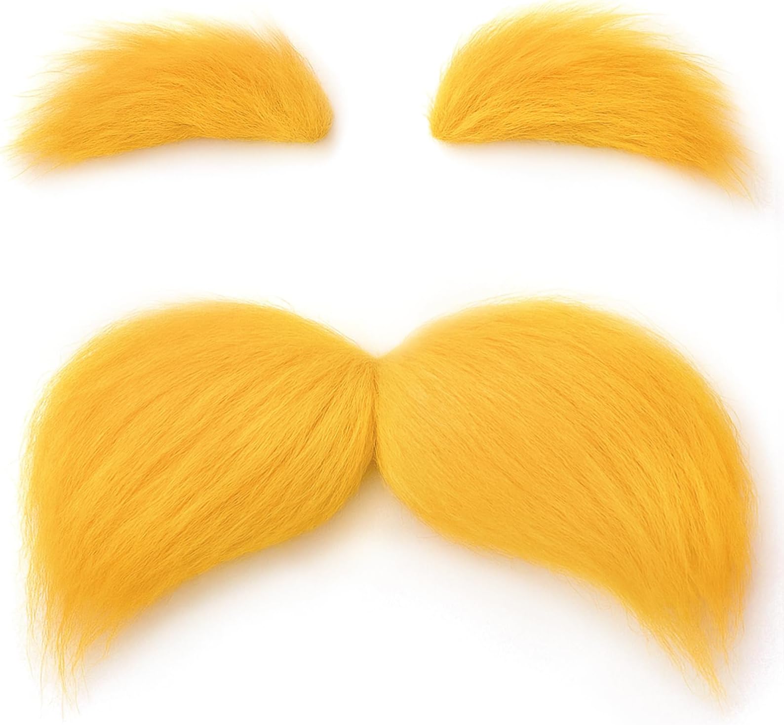 Self-Adhesive Yellow Mustache & Eyebrows Set, Halloween Cosplay Parties Costume Accessories for Adults Kids