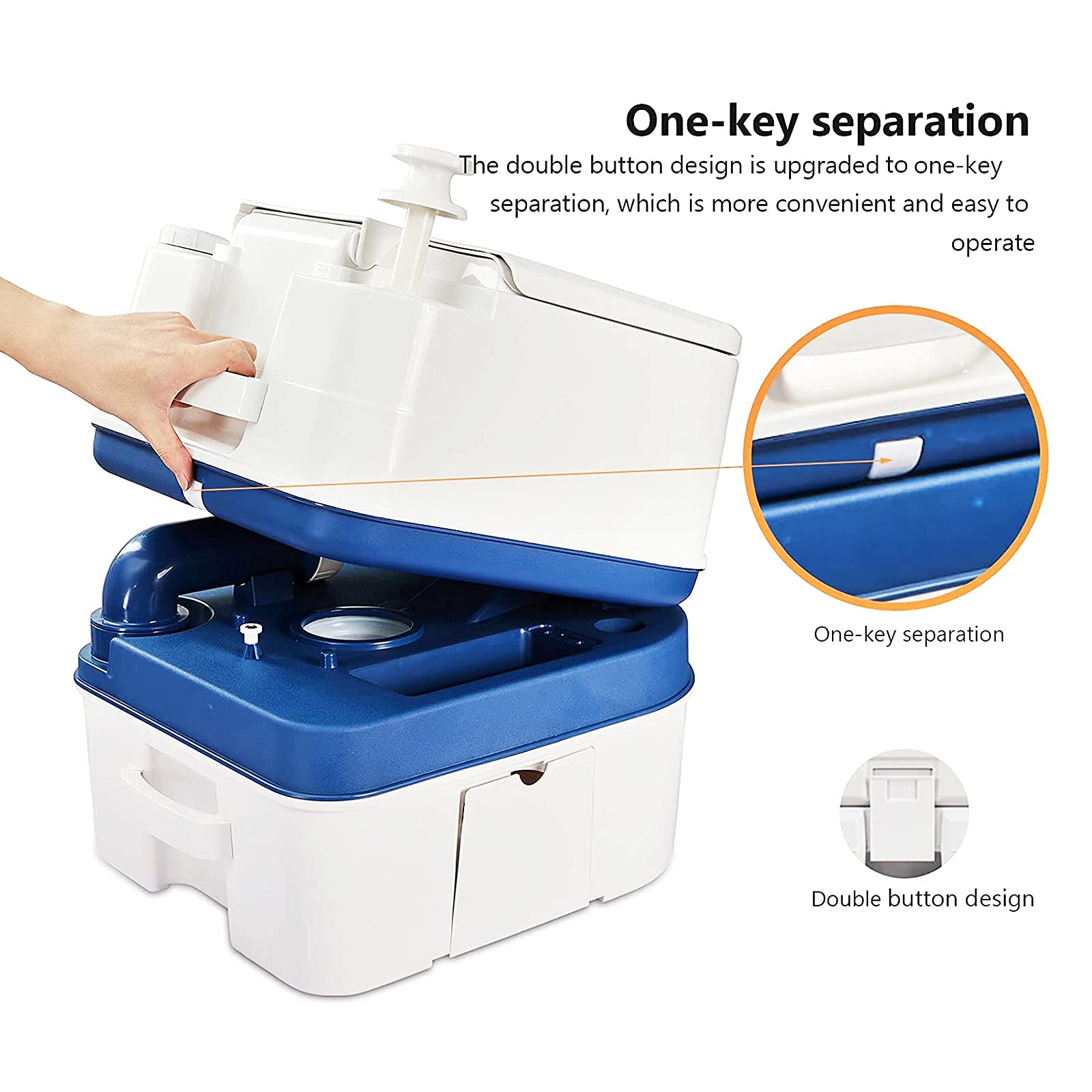 Portable Rv Toilet SerenLife Portable Toilet - 5.2 Gallon Camping And RV Porta Potty, Flushable, Leak Proof And Detachable Waste Tank, Ideal For Road Trip, Boats, Travel And Hiking Gear Essentials Portable