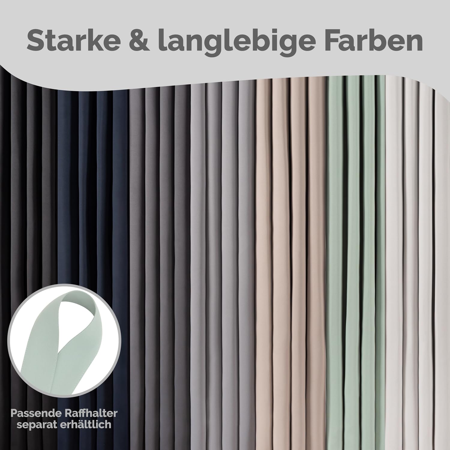 Blumtal Verdunklungsvorhänge Kräuselband 175x140 cm im 2er Set - Oeko-TEX zertifizierte Vorhänge Blickdicht - Verdunklungsvorhang - waschbare Vorhänge mit Kräuselband für Schiene in Grün