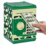 Setibre Piggy Bank, Electronic ATM Password Cash Coin Can Auto Scroll Paper Money Saving Box Toy Gift for Kids (Camouflage Green)