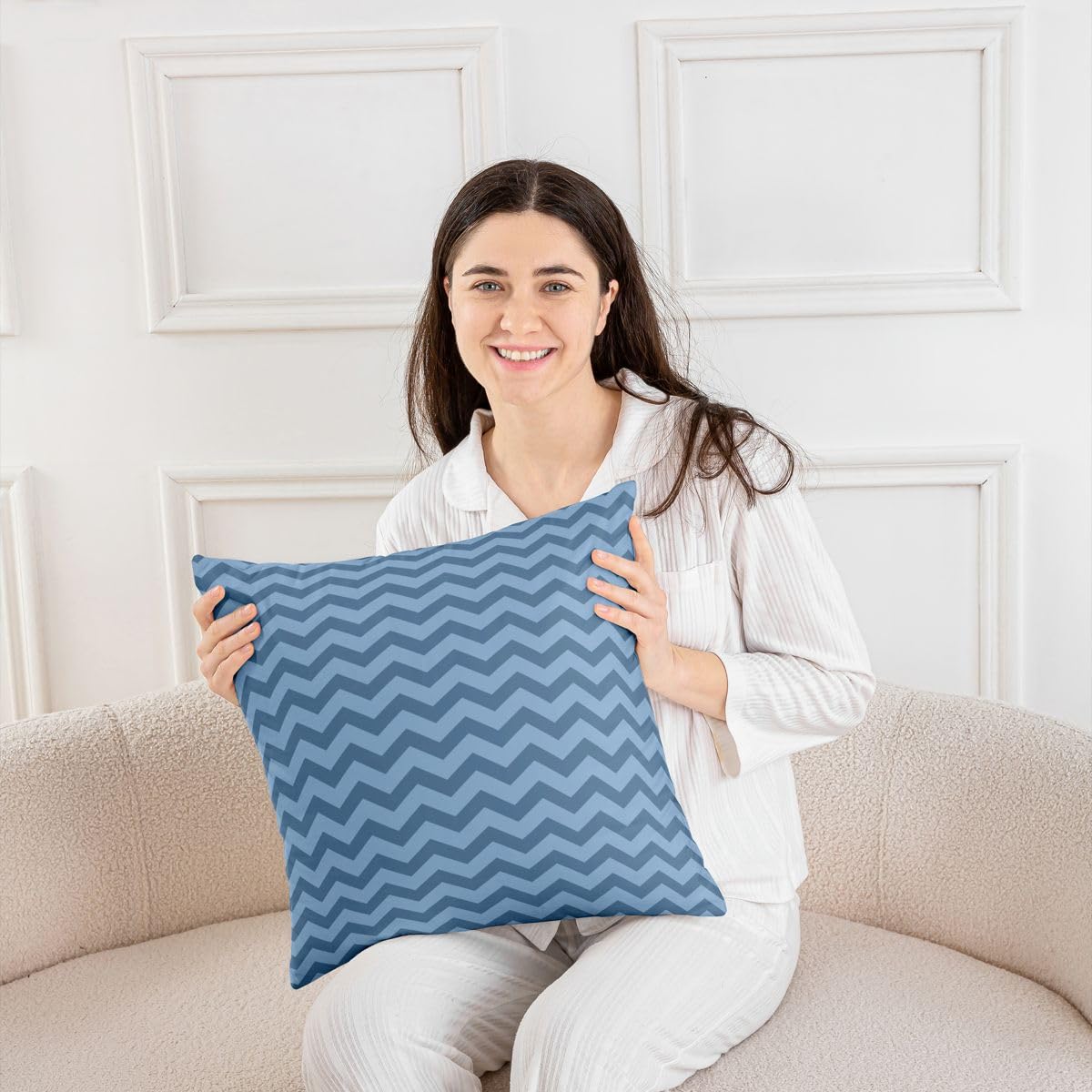Homewish Set di 4 federe per cuscino, motivo a righe, 50 x 50 cm