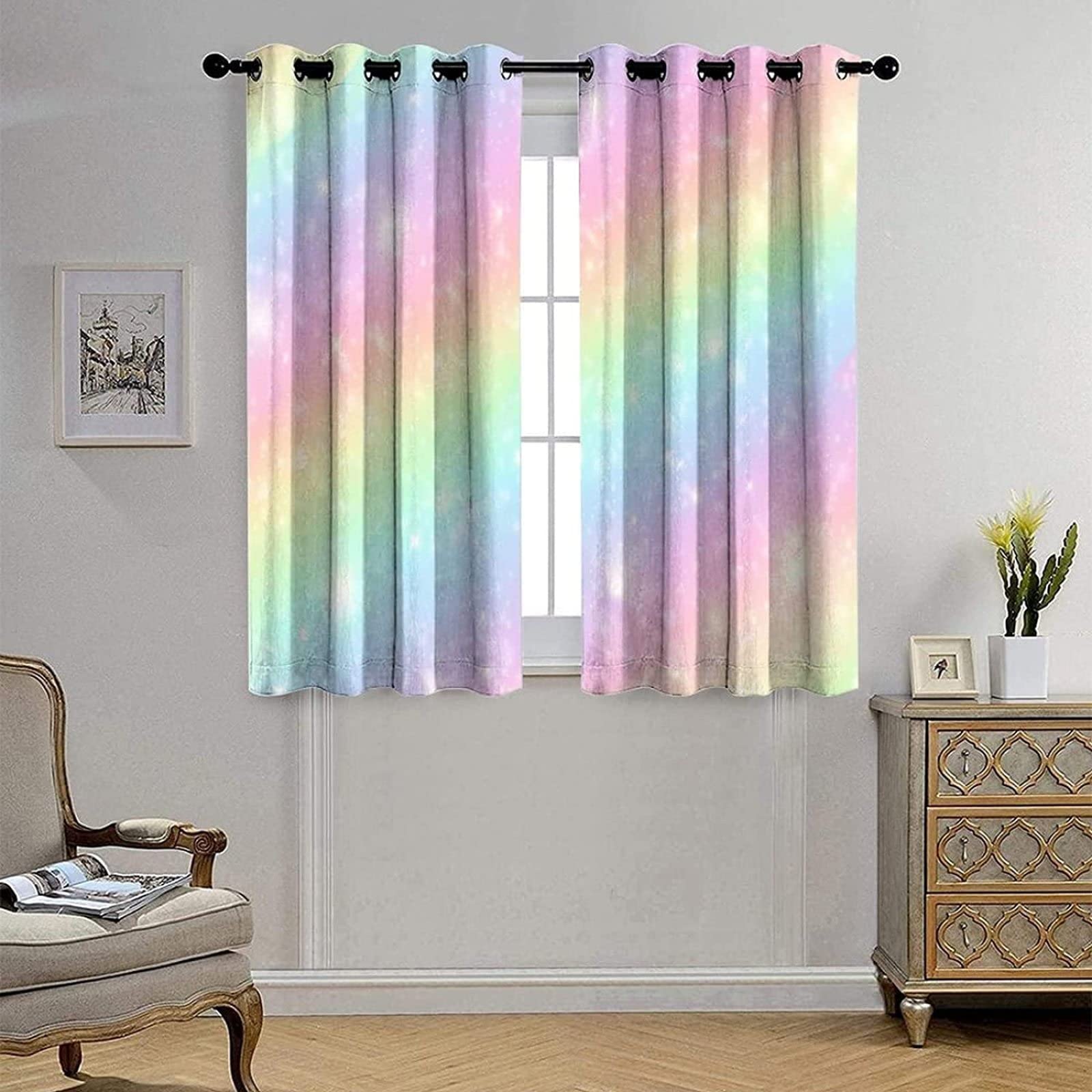 Tende arcobaleno camera da letto soggiorno strisce colorate oscuranti drappi decorativi multicolore tende oscuranti morbide nuvole stampate rosa chiaro blu trattamenti per finestre W52* L90