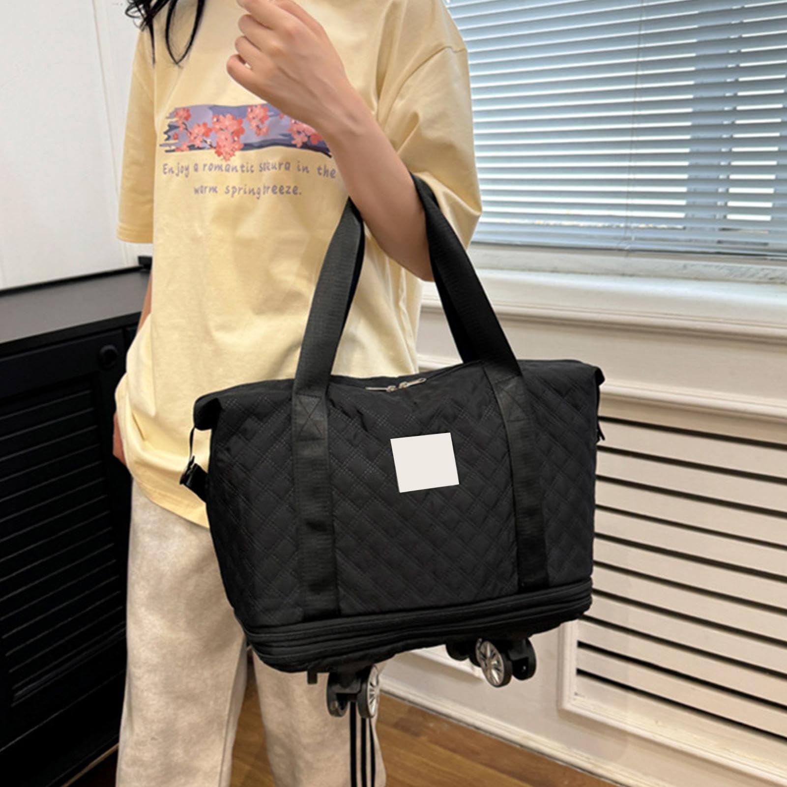 Bolsa de viaje plegable expandible, bolsa de viaje con ruedas | bolsa de de mano, equipaje de mano expandible, bolsa de viaje para padres, bolsa de viaje expandible con ruedas, Black,
