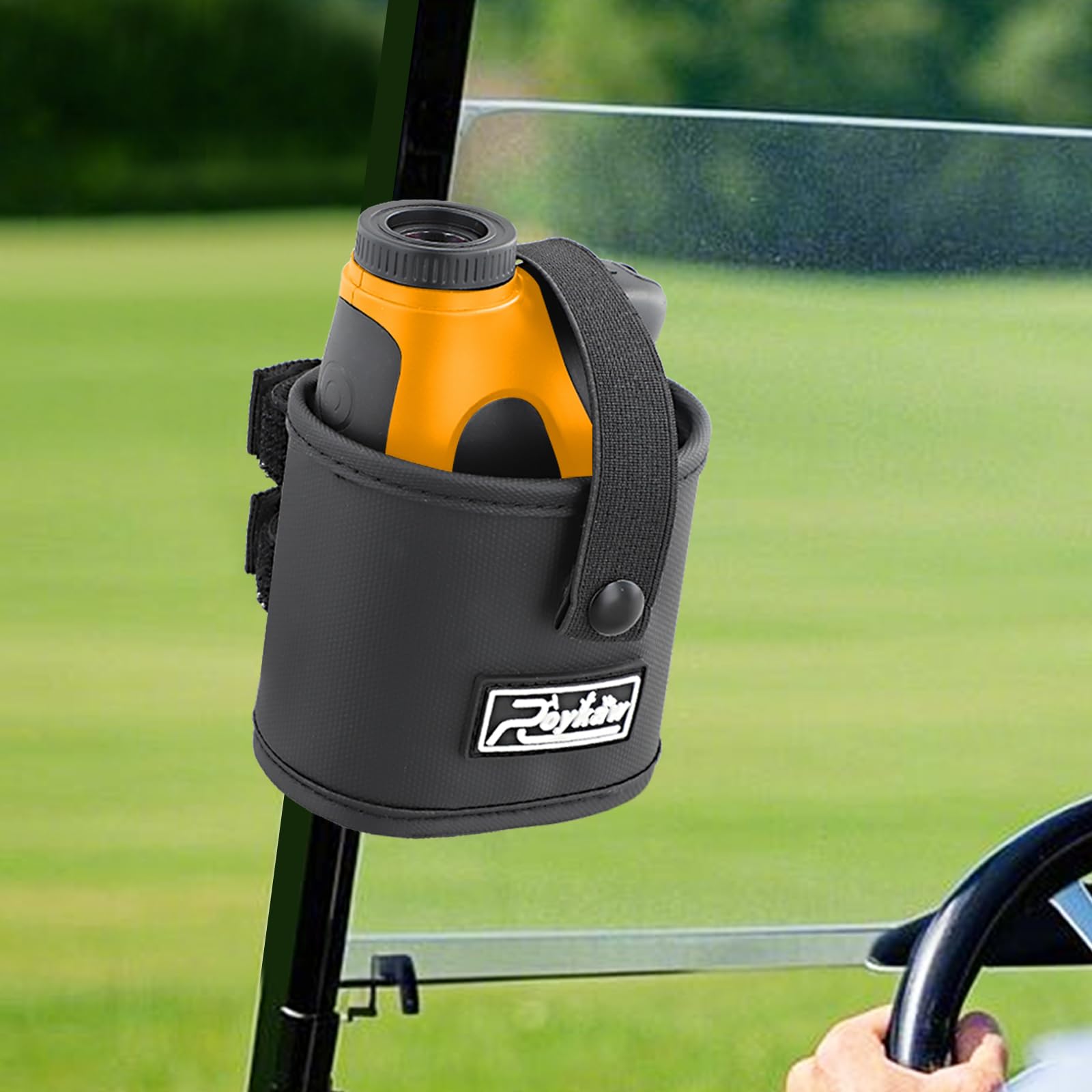 Roykaw Golf Rangefinder Pouch Mount Strap for Golf Cart, Laser Rangefinder Pouch Holder, Golf Push Cart Range Finder Holder, No Drilling Required,