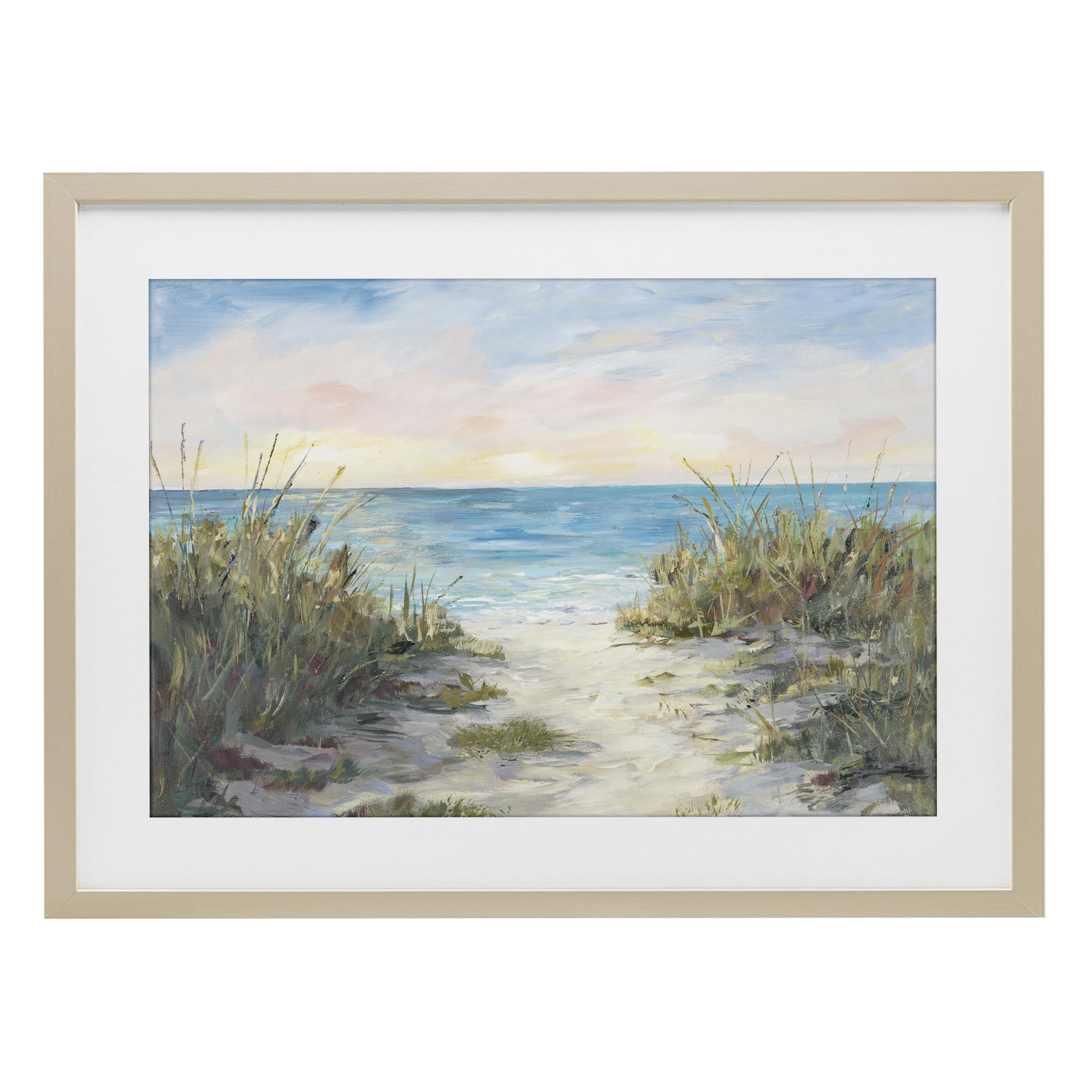Stupell Industries 'Walk To The Beach', Framed Print Under Glass, Brown, 23 x 17