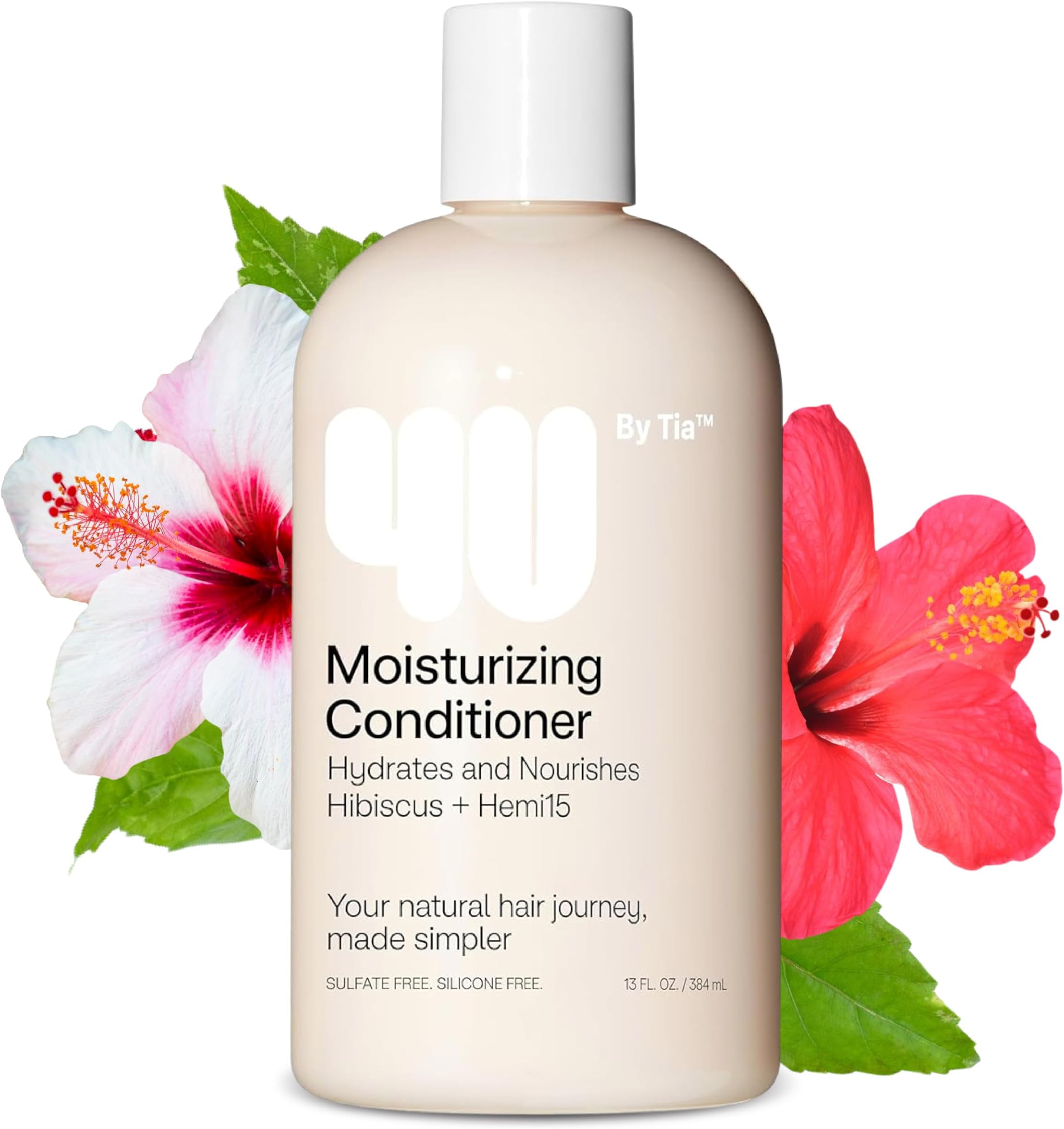 4U by Tia Moisturizing Conditioner for Curly Hair – Nourishing conditioner for coily, kinky & curly hair – Made with Hemi15 & Hibiscus for hydration & frizz control (1 Pack)